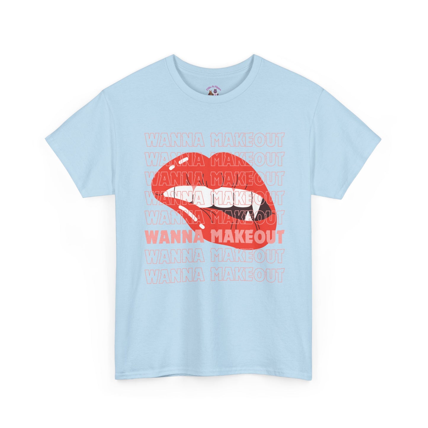 Unisex Heavy Cotton Tee - 'Wanna Makeout' Graphic Tee, Trendy Casual Wear, Perfect for Parties, Fun Couple's Tee