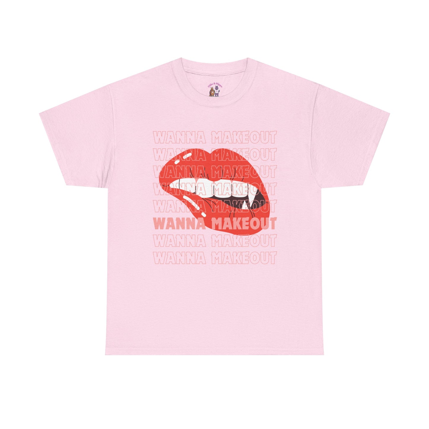 Unisex Heavy Cotton Tee - 'Wanna Makeout' Graphic Tee, Trendy Casual Wear, Perfect for Parties, Fun Couple's Tee