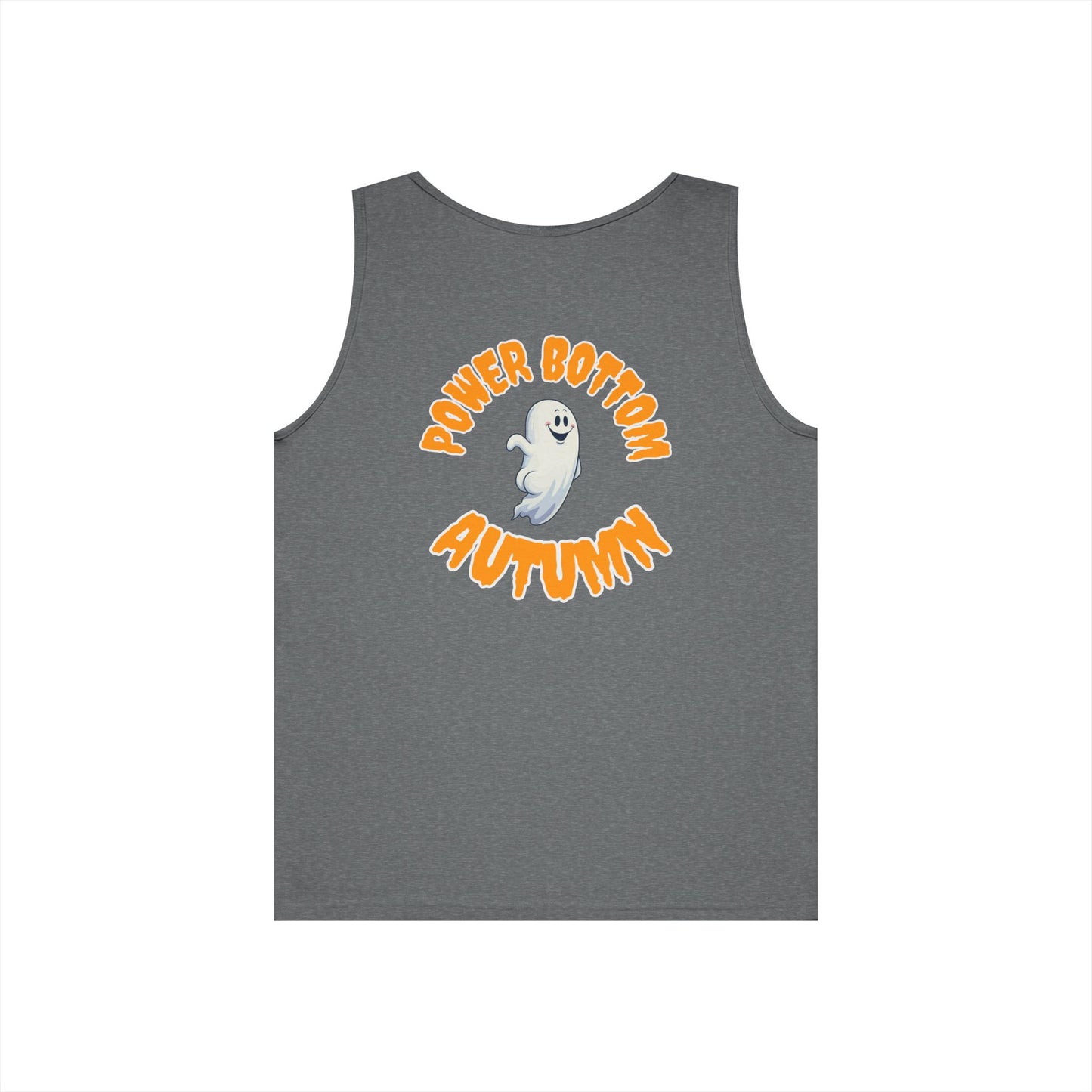 Power Bottom Autumn - White Ghost // Unisex Heavy Cotton Ghost Theme Tank Top - Fall Vibes