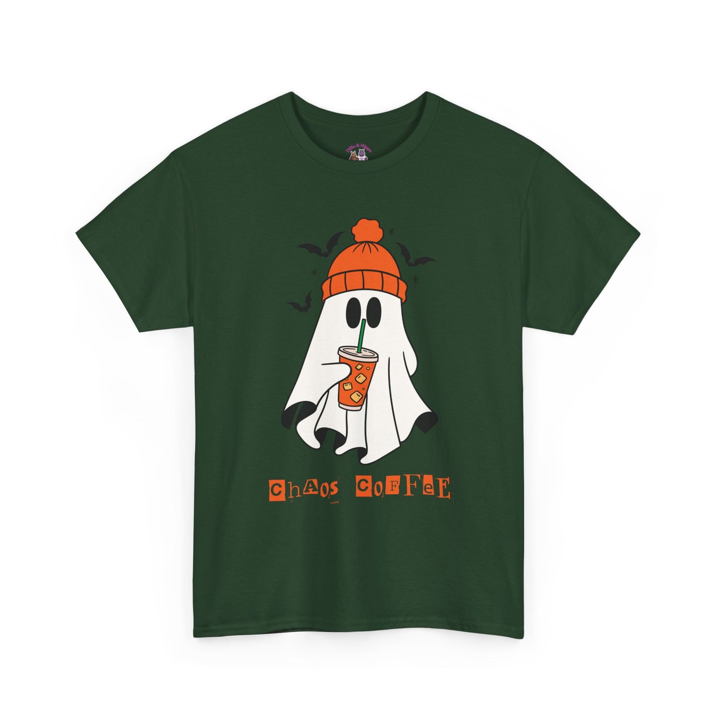 Ghostly Chill Unisex Heavy Cotton Tee, Halloween Shirt, Casual Wear, Fall Fashion, Cute Ghost Tee, Spooky Vibes