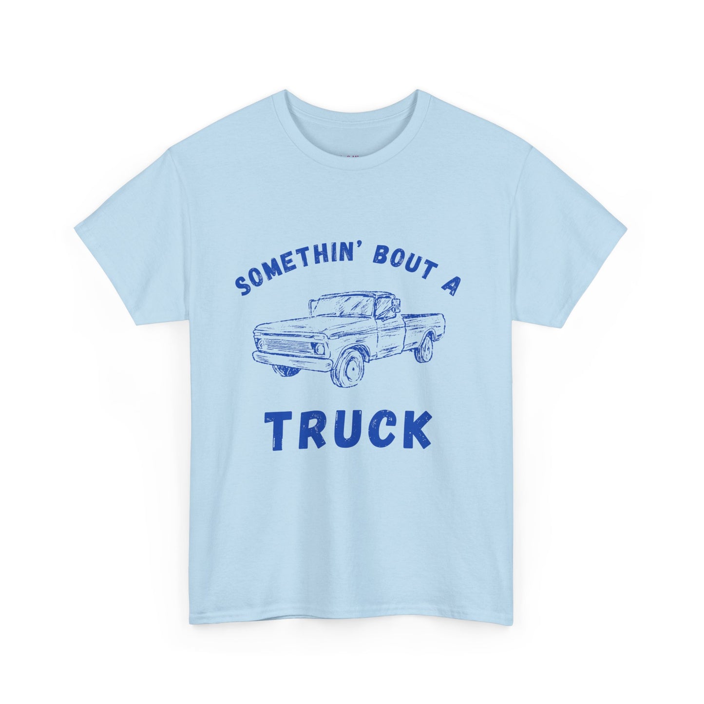 Somethin' Bout A Truck - Cobalt Distressed // Vintage Truck Graphic Unisex Heavy Cotton Tee - Perfect for Truck Lovers