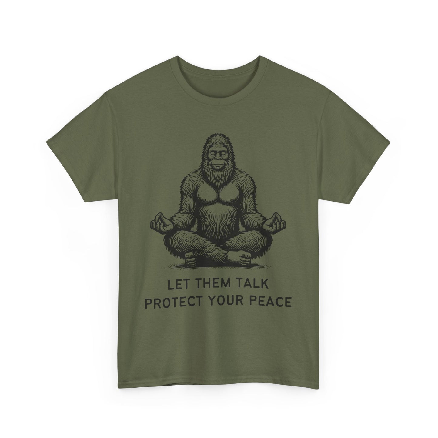 Bigfoot - Protect Your Peace // Unisex Heavy Cotton Tee - Comfortable, Relaxed Fit T-Shirt for Chill Vibes & Mental Health