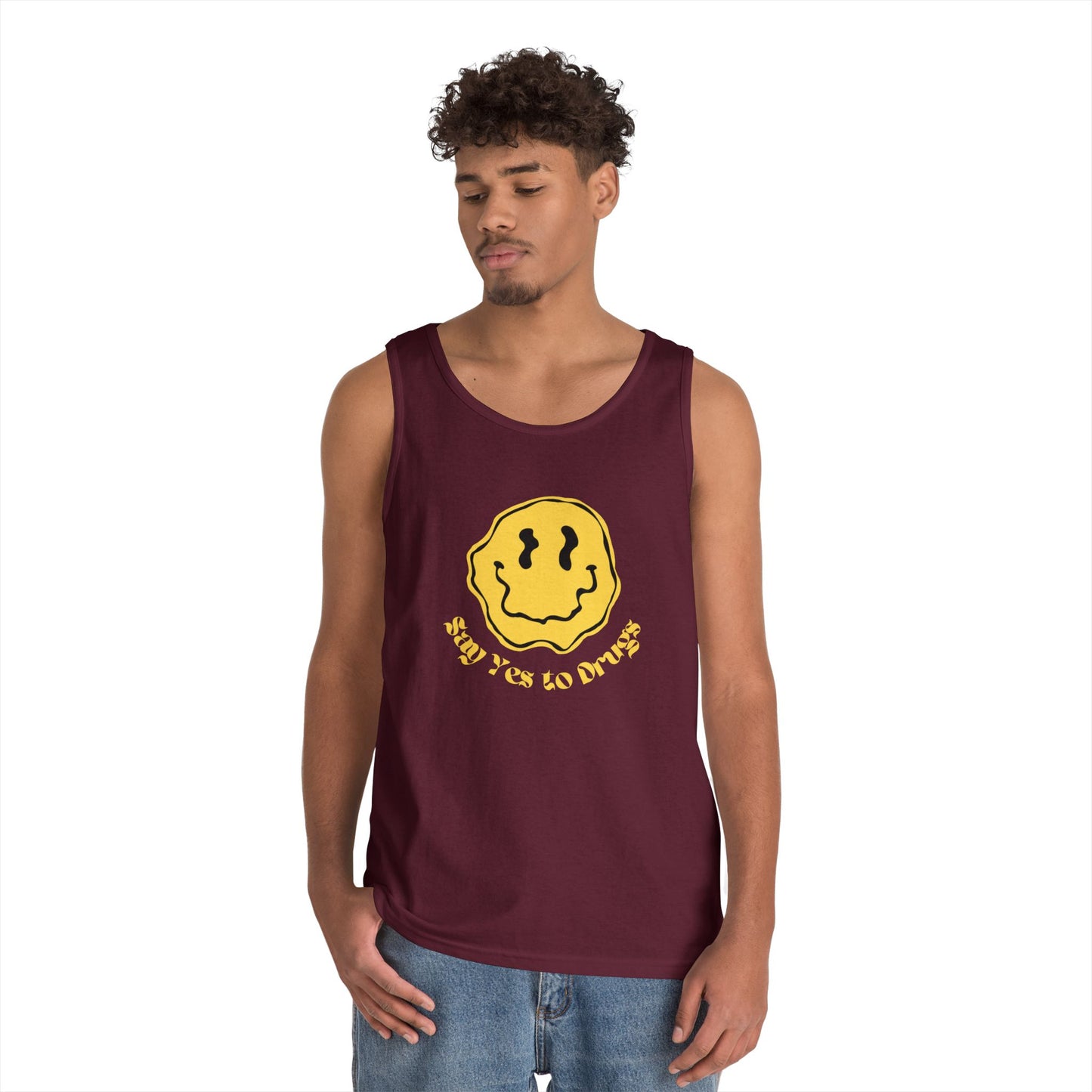 "Say Yes to Drugs" Smiley Graphic // Unisex Heavy Cotton Tank Top