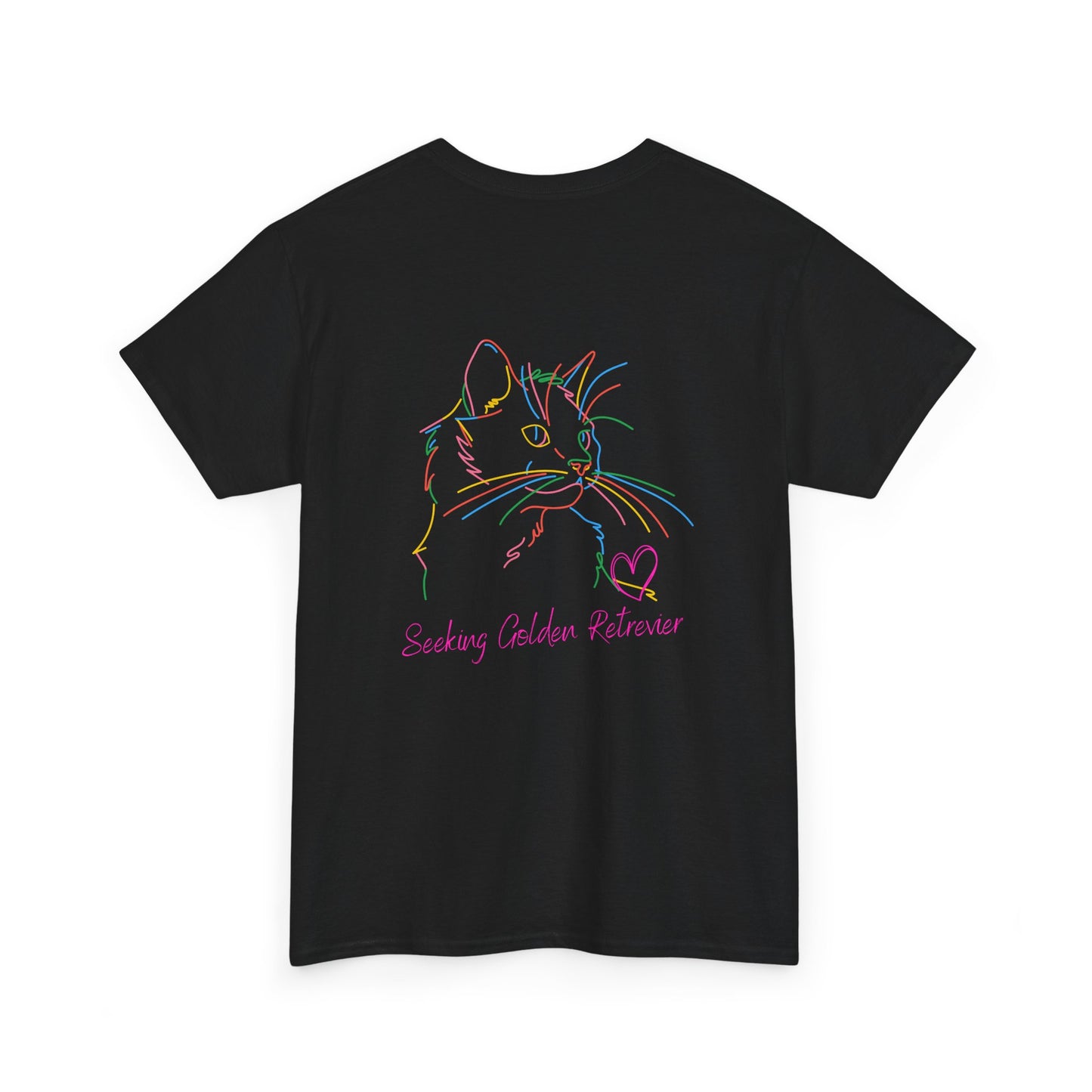 Black Cat Seeking My Golden Retriever // Unisex Heavy Cotton Tee - Relationship Dynamics