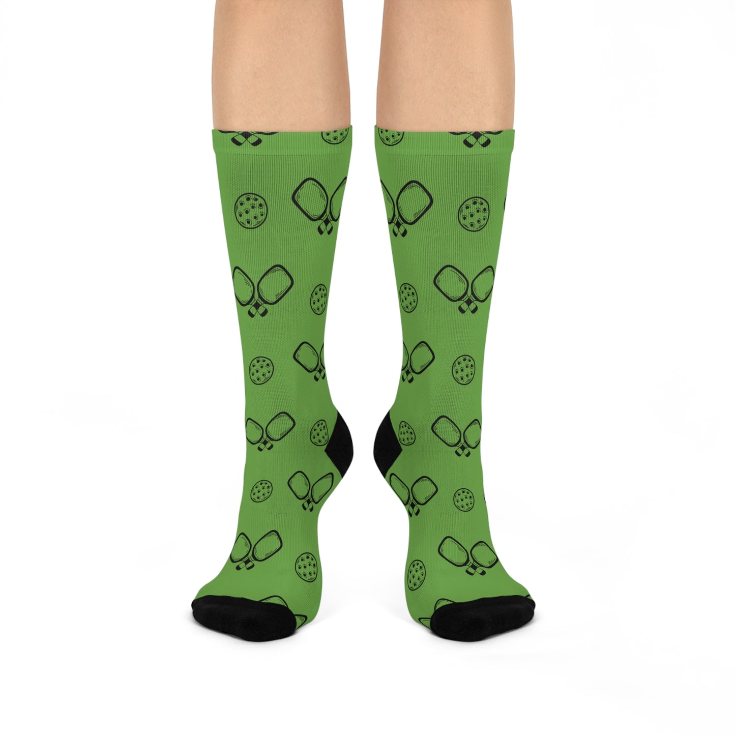 Lime Green Pickleball Cushioned Crew Socks