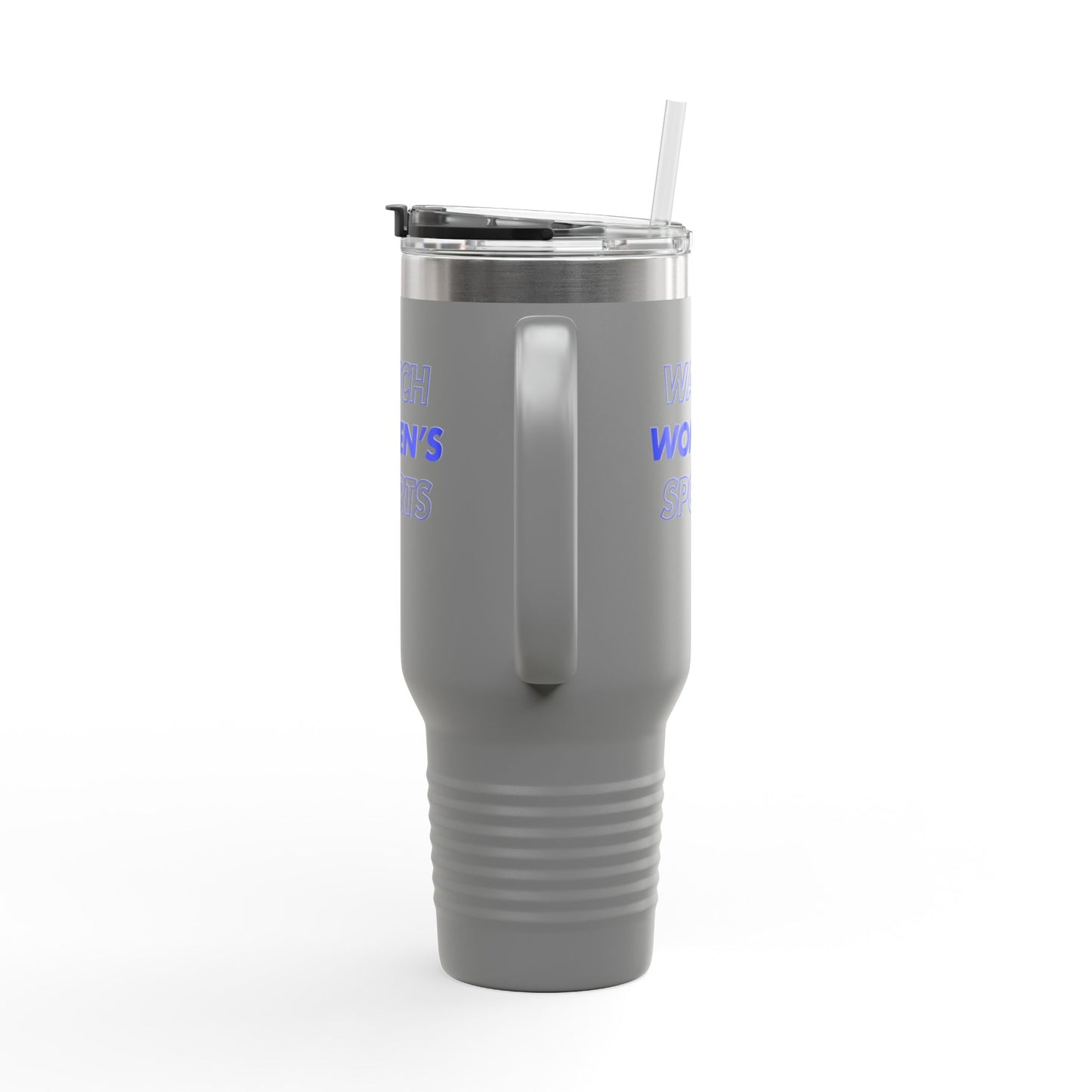 Watch Women's Sports // Insulated Travel Mug, 40oz - Blue Text