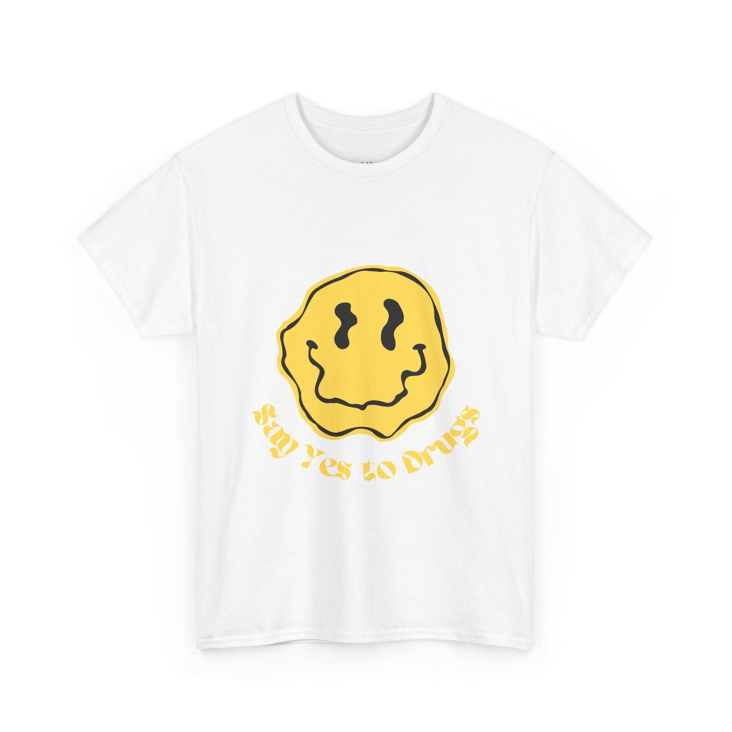 Say Yes to Drugs // Unisex Heavy Cotton Tee - Happy Smiley Face Graphic T-Shirt