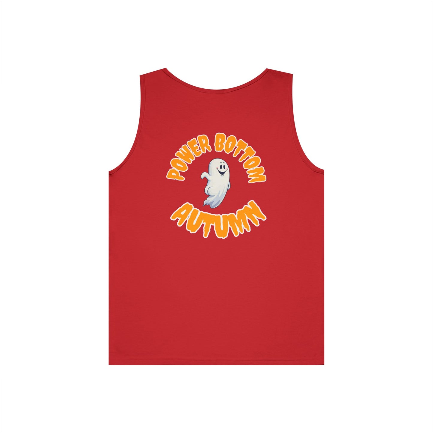 Power Bottom Autumn - White Ghost // Unisex Heavy Cotton Ghost Theme Tank Top - Fall Vibes
