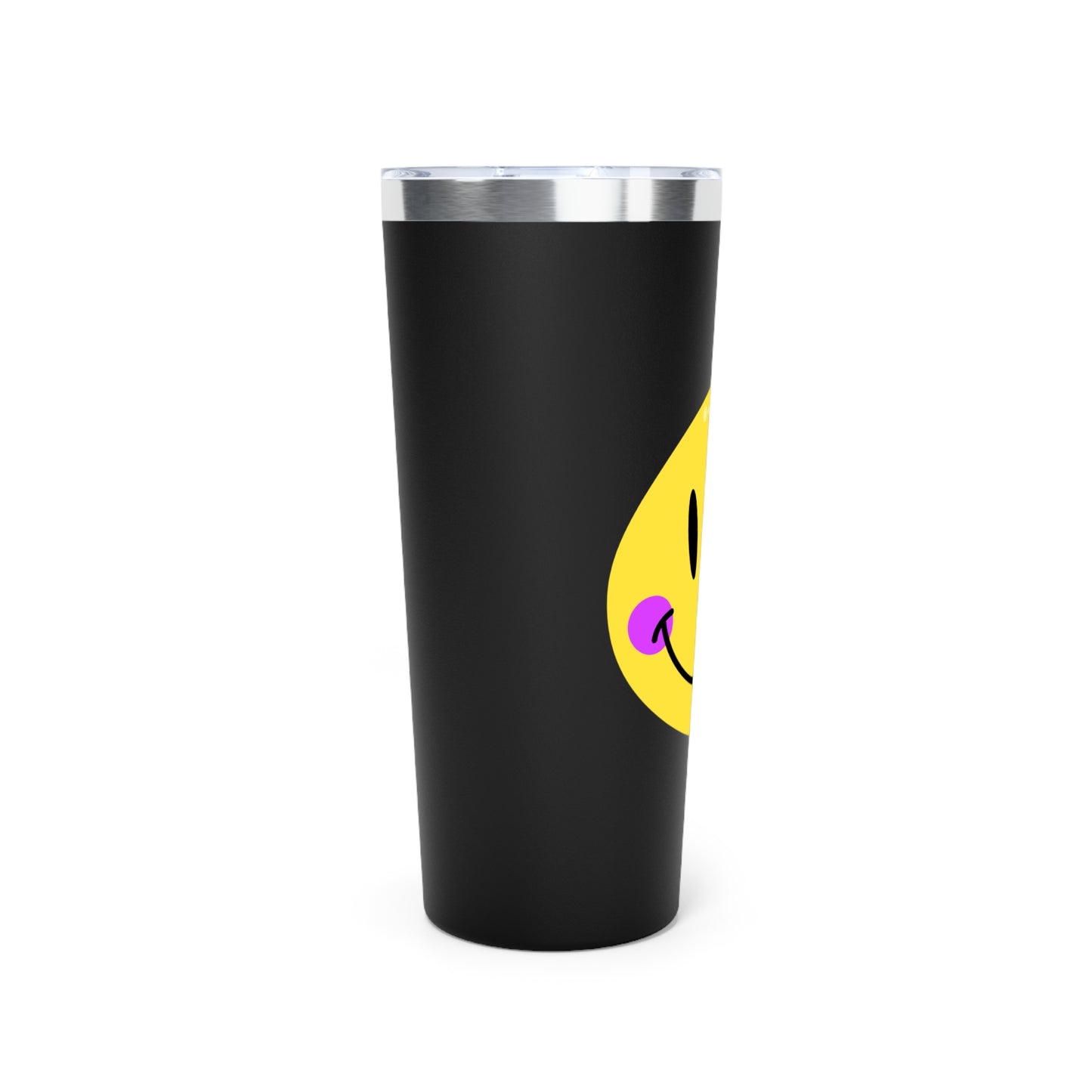 Crooked Smiley // Copper Vacuum Insulated Tumbler, 22oz - Blue Text