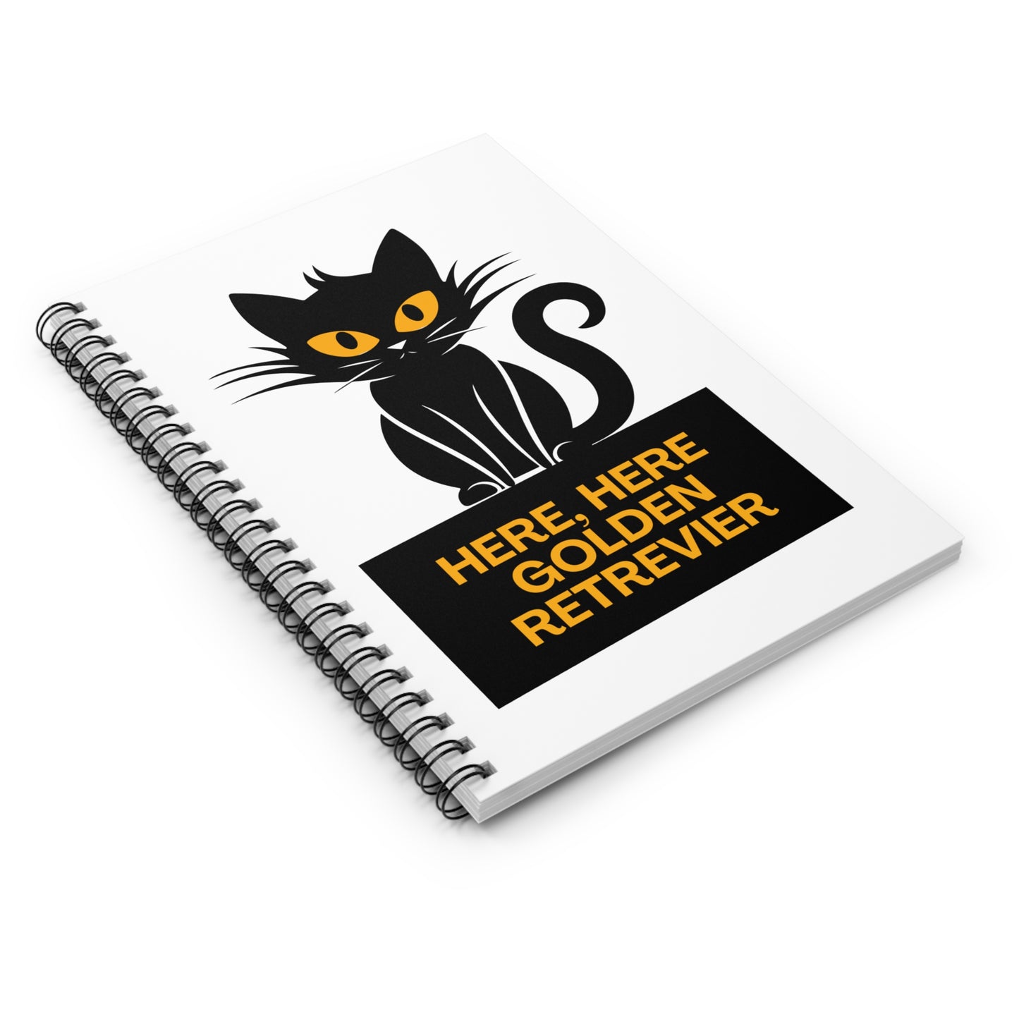 Here, Here Golden Retriever // Spiral Notebook - Ruled Line