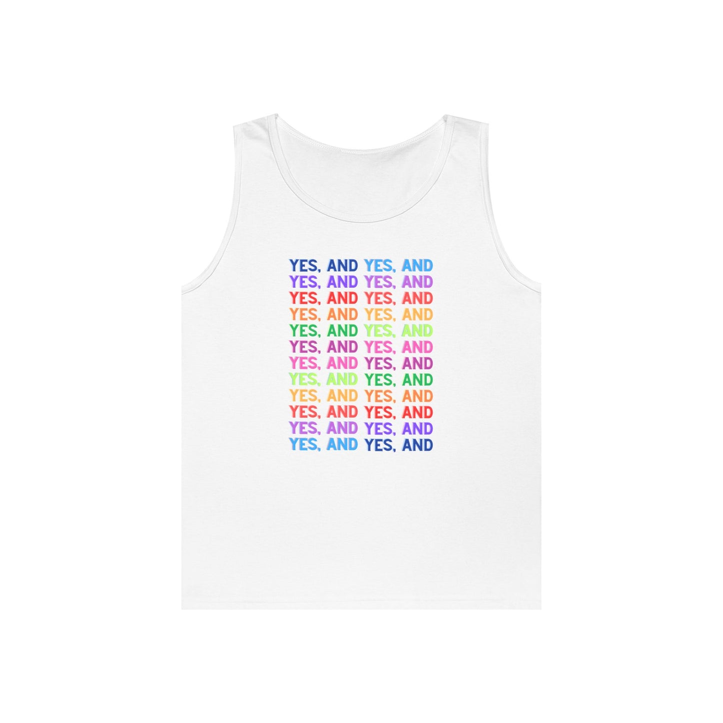 Improv, "Yes, And" // Positive Vibes Unisex Cotton Tank Top - Colorful 'YES' Design