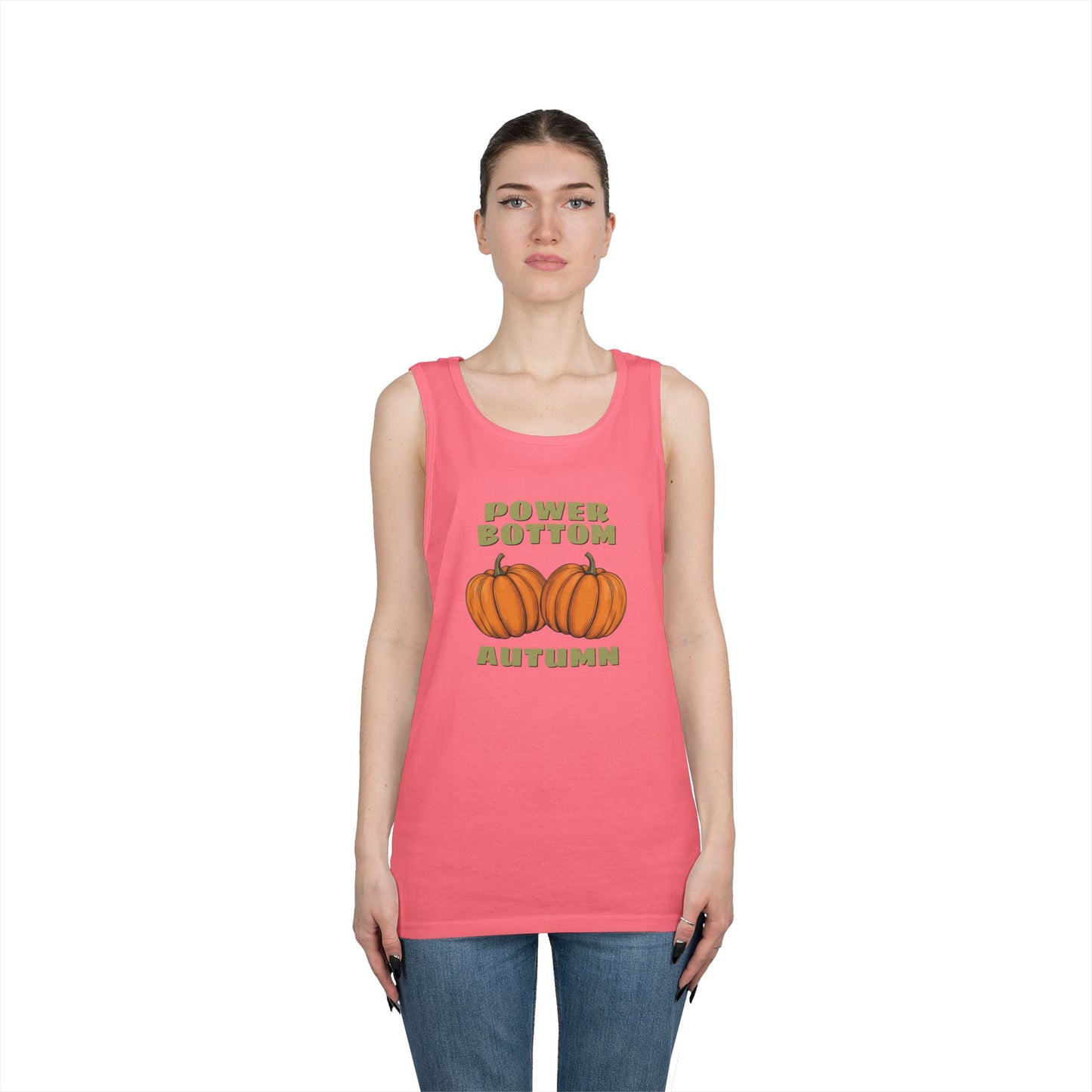Power Bottom Autumn - Pumpkins // Unisex Heavy Cotton Tank Top - Fall Vibes