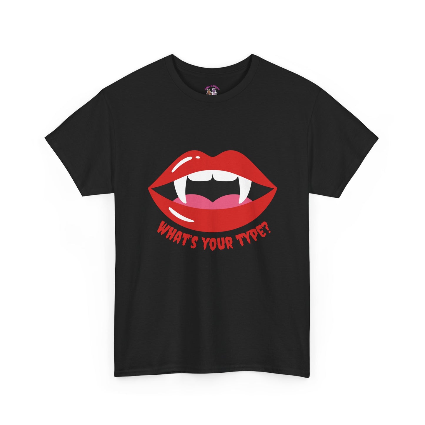 Vampire Lips Tee: Unisex Heavy Cotton Tee for Halloween, Party, Gift, Funny T-Shirt, Casual Wear, Trendy Fashion