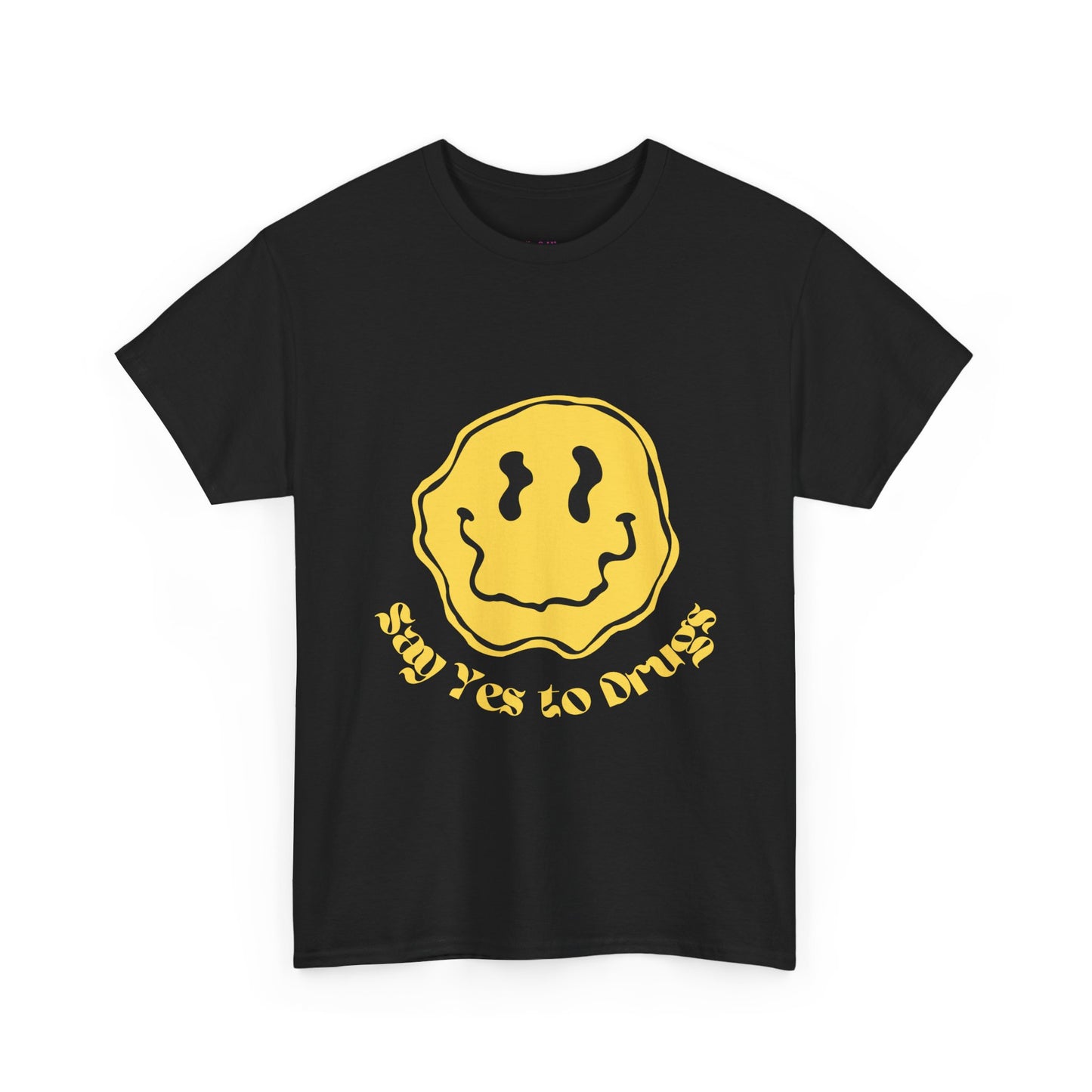 Say Yes to Drugs // Unisex Heavy Cotton Tee - Happy Smiley Face Graphic T-Shirt
