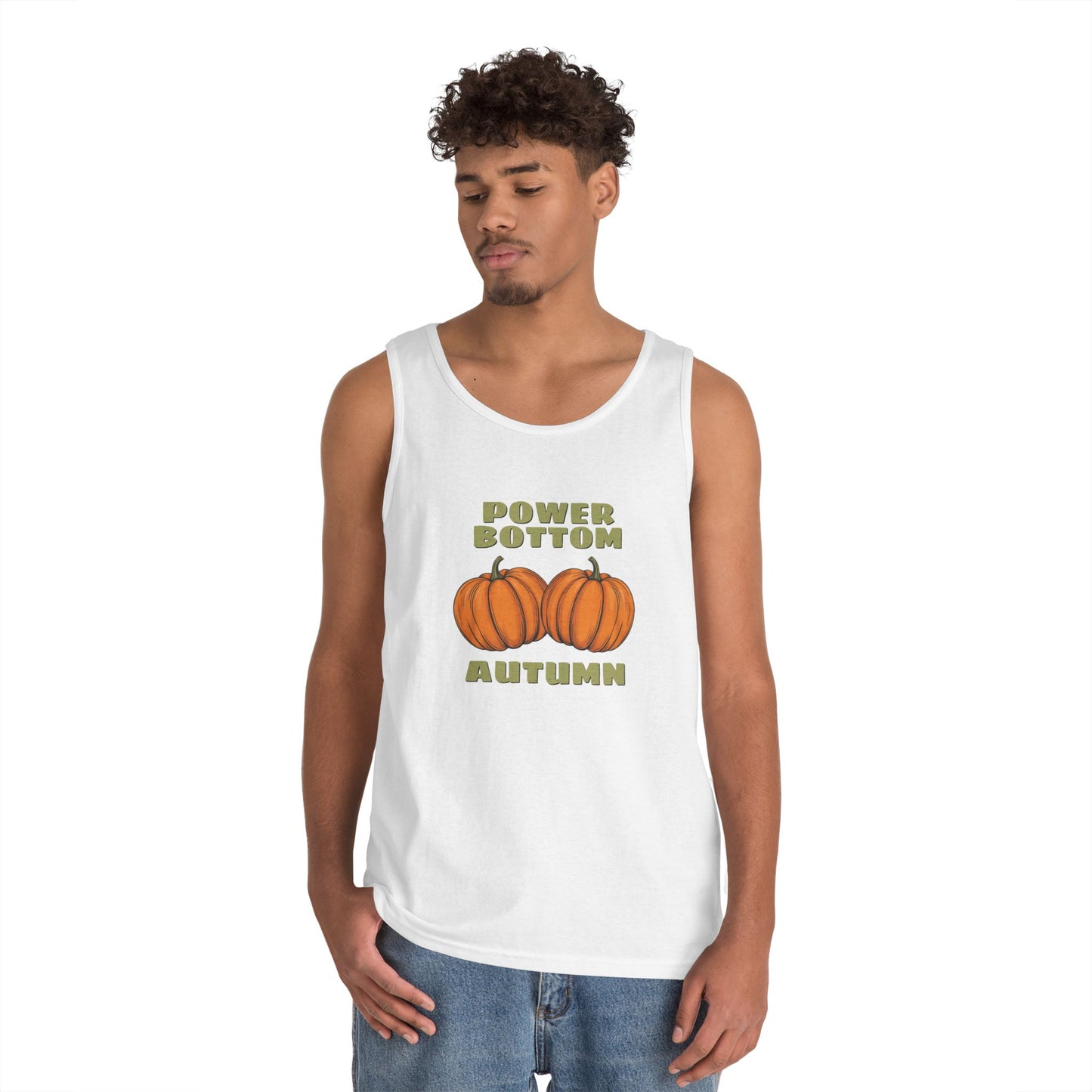 Power Bottom Autumn - Pumpkins // Unisex Heavy Cotton Tank Top - Fall Vibes