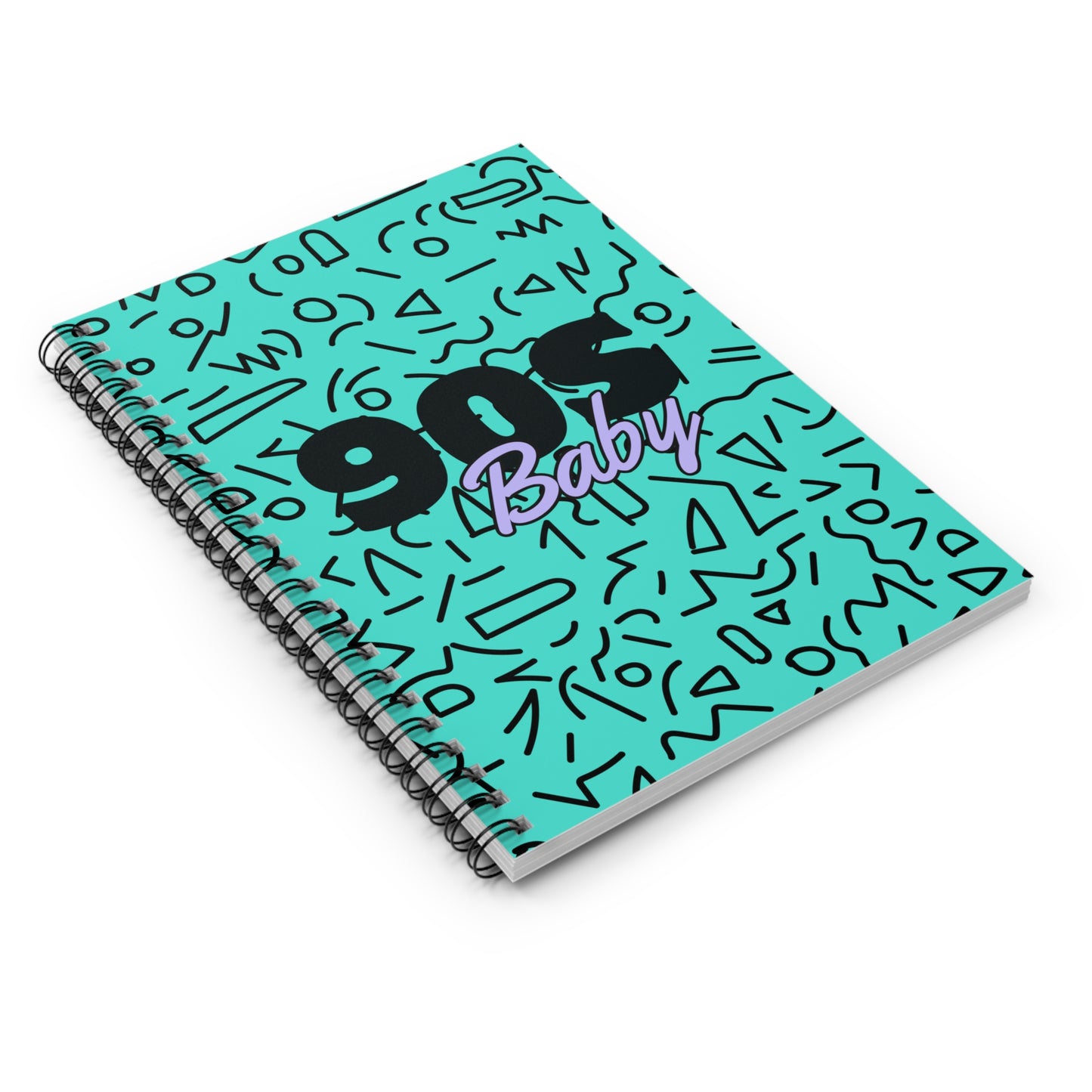 Turquoise Patterned 90s Baby // Spiral Notebook - Ruled Line