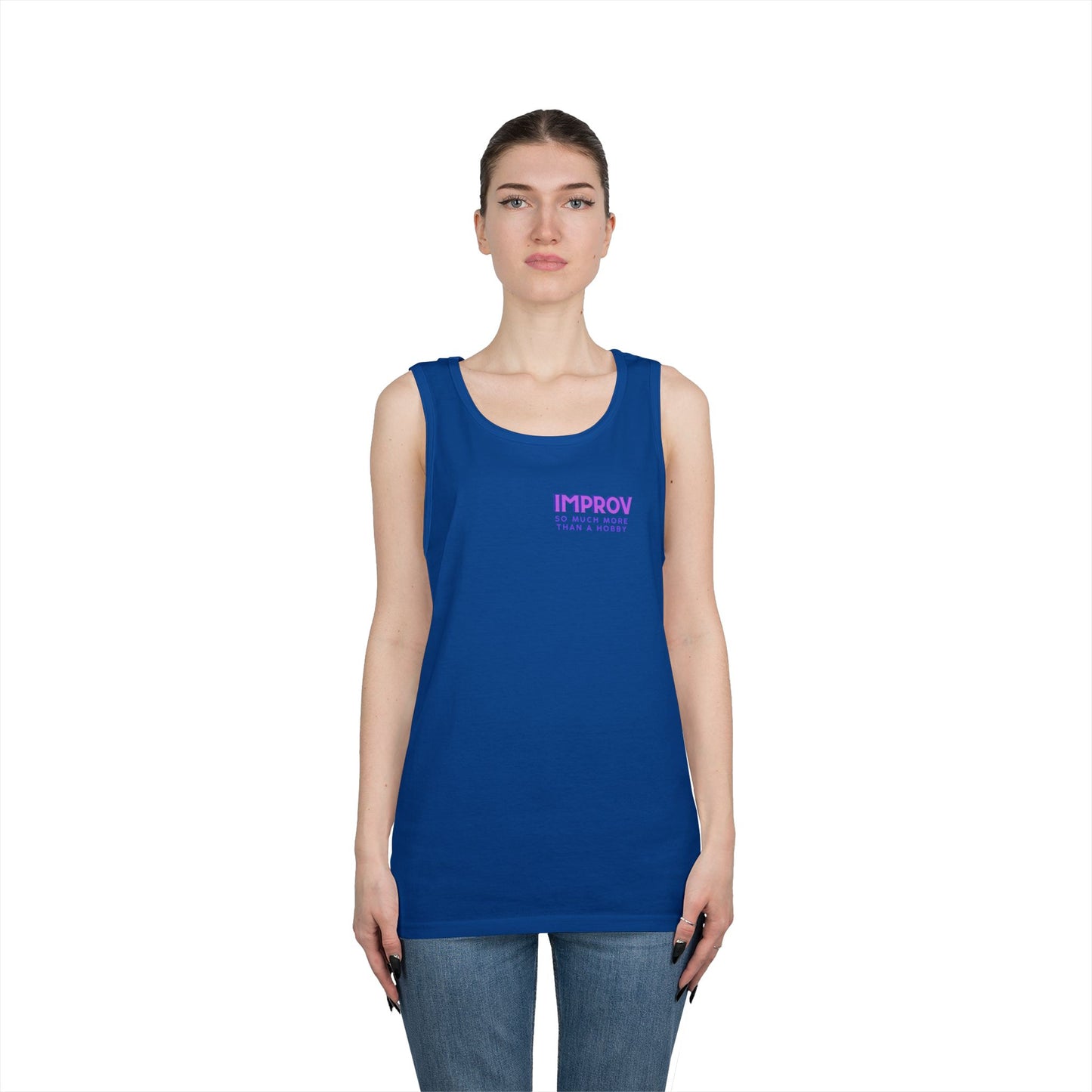Improv, "Yes, And" Double-sided // Vibes Unisex Heavy Cotton Tank Top