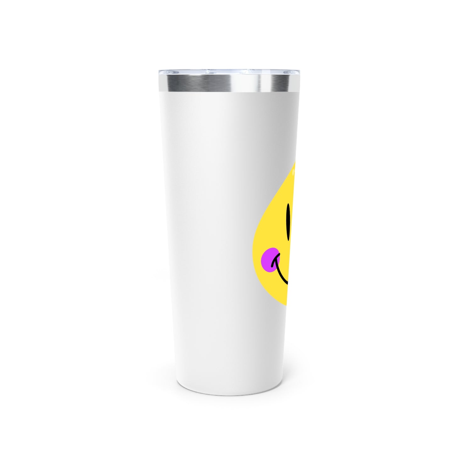 Crooked Smiley // Copper Vacuum Insulated Tumbler, 22oz - Blue Text