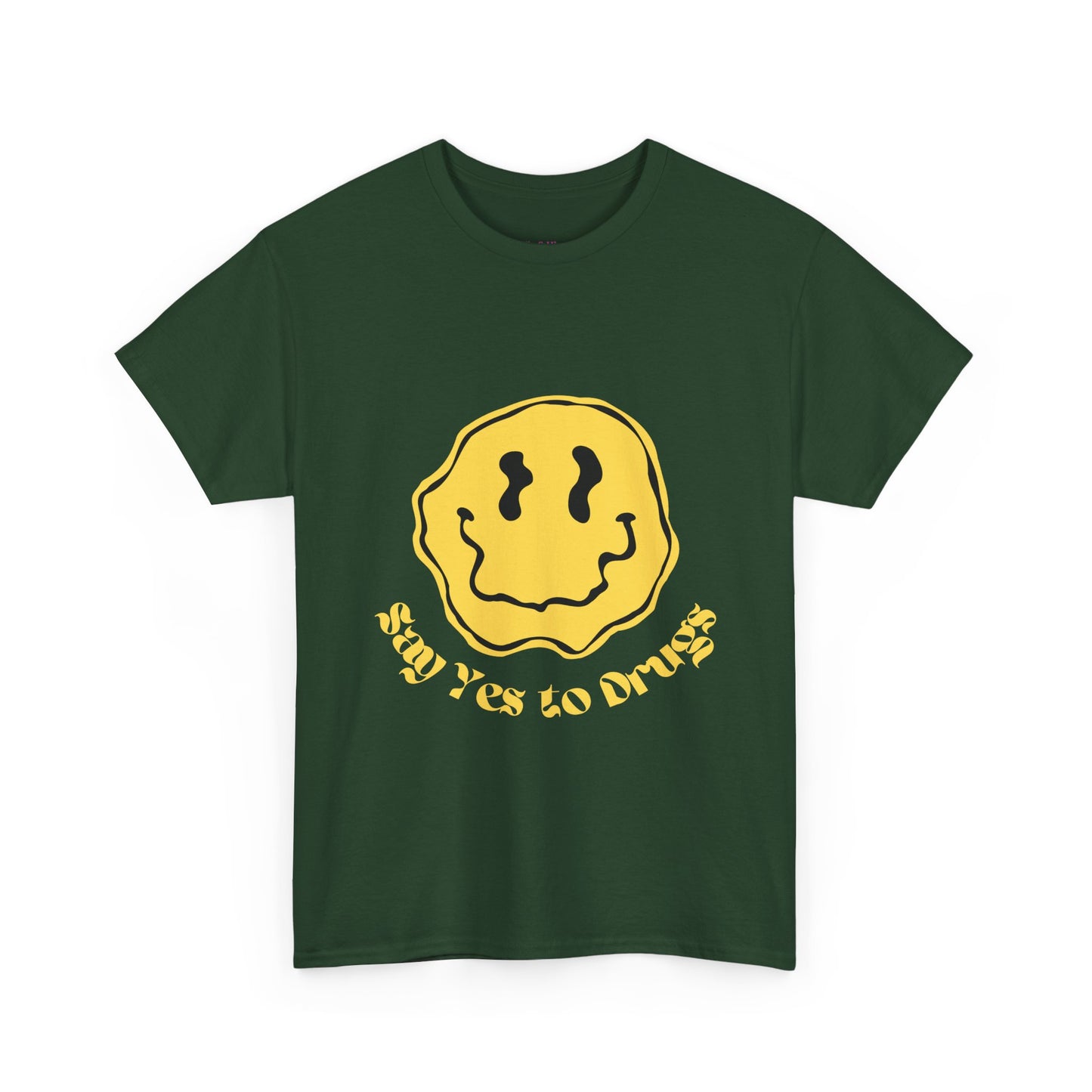 Say Yes to Drugs // Unisex Heavy Cotton Tee - Happy Smiley Face Graphic T-Shirt