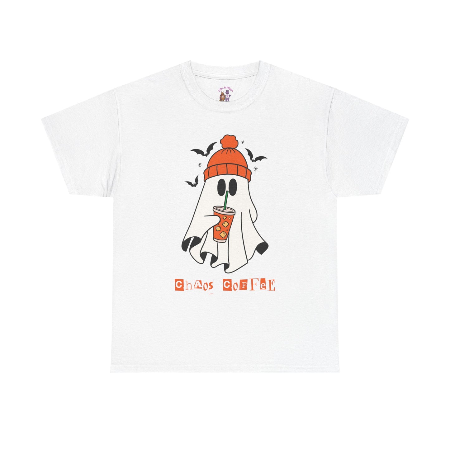 Ghostly Chill Unisex Heavy Cotton Tee, Halloween Shirt, Casual Wear, Fall Fashion, Cute Ghost Tee, Spooky Vibes