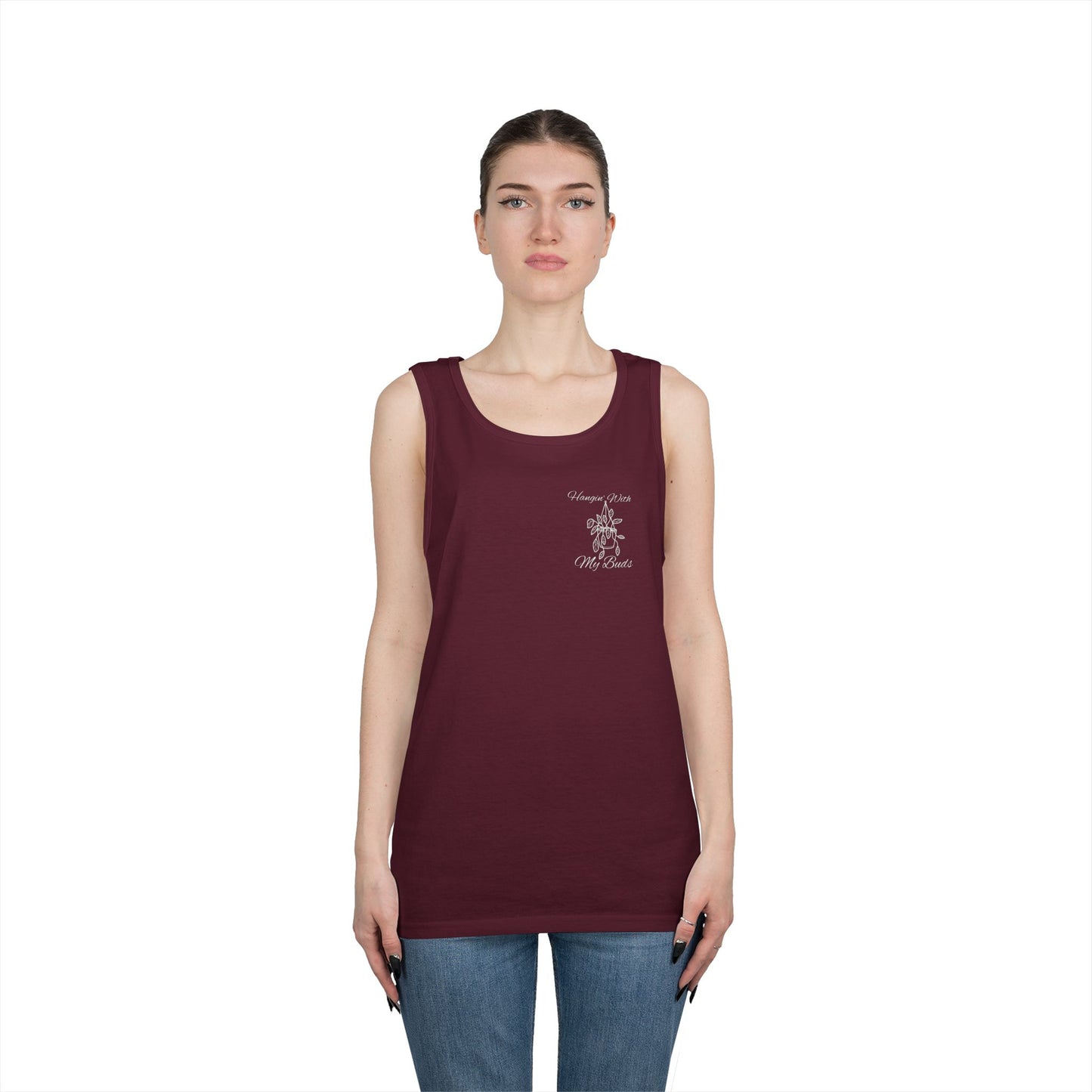 Hangin' With My Buds // Happy Plant Lover Unisex Heavy Cotton Tank Top - Perfect for Gardening Enthusiasts
