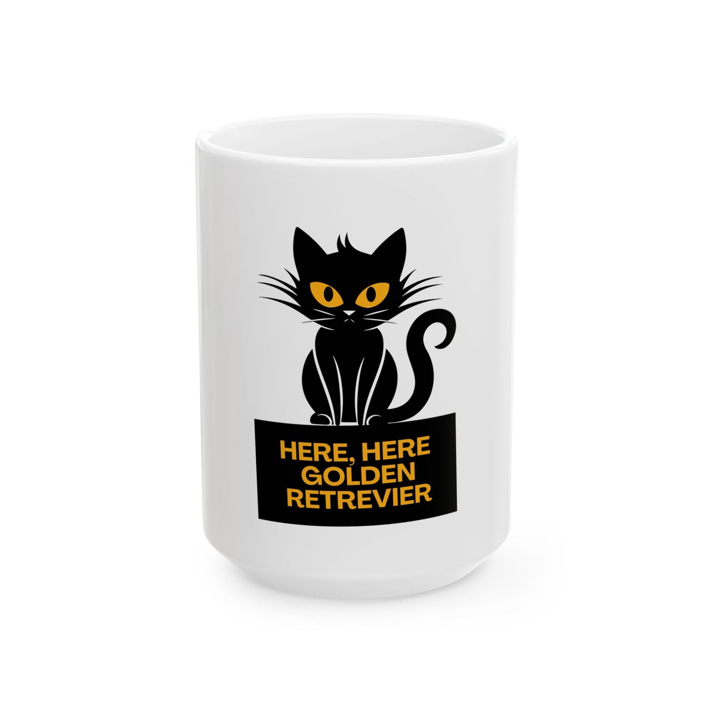 Here, Here Golden Retriever // Ceramic Mug, (11oz, 15oz)