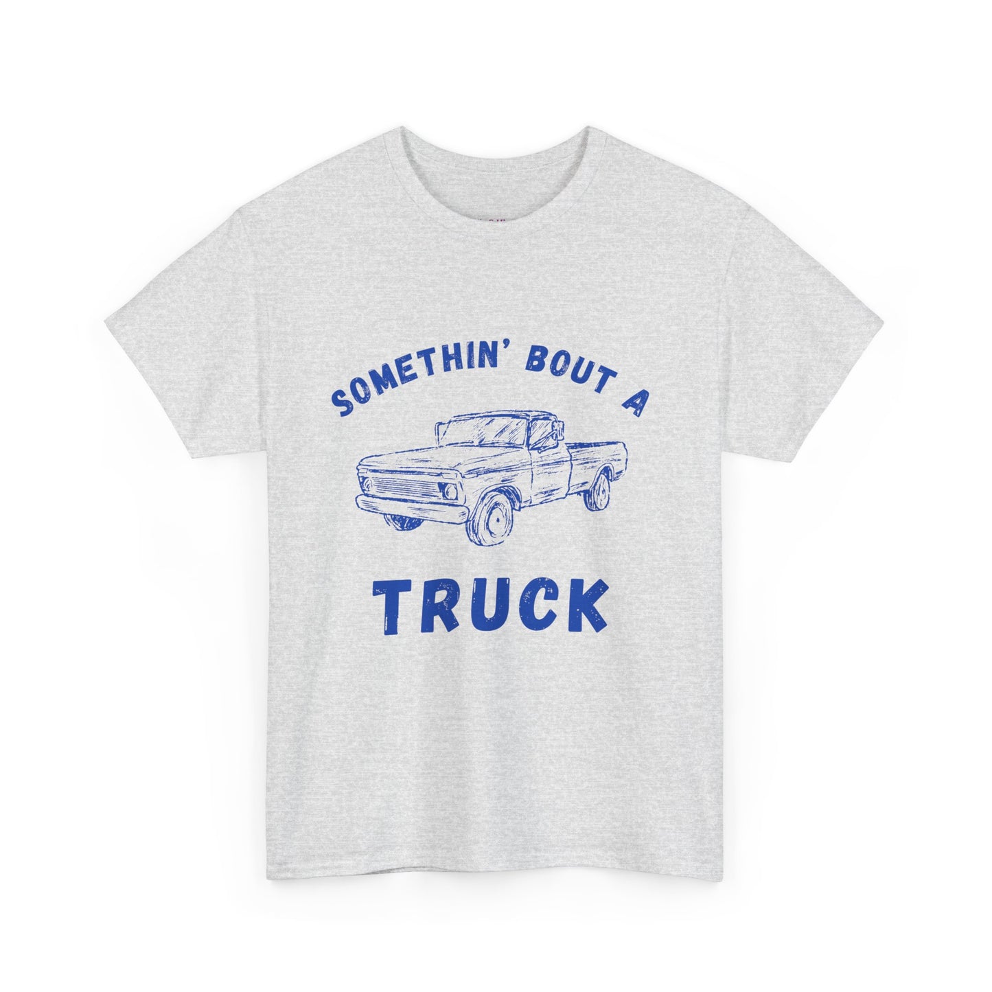 Somethin' Bout A Truck - Cobalt Distressed // Vintage Truck Graphic Unisex Heavy Cotton Tee - Perfect for Truck Lovers