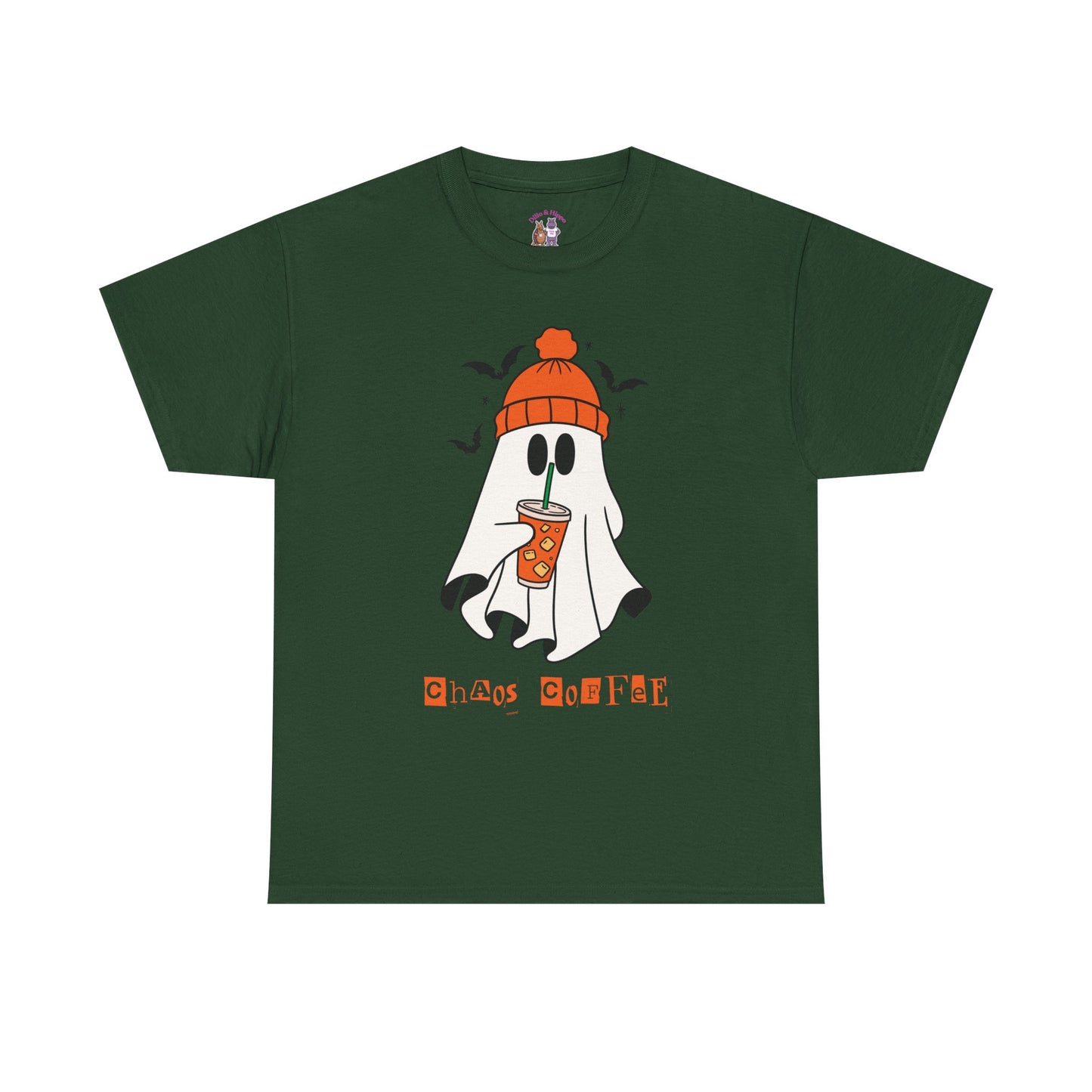 Ghostly Chill Unisex Heavy Cotton Tee, Halloween Shirt, Casual Wear, Fall Fashion, Cute Ghost Tee, Spooky Vibes