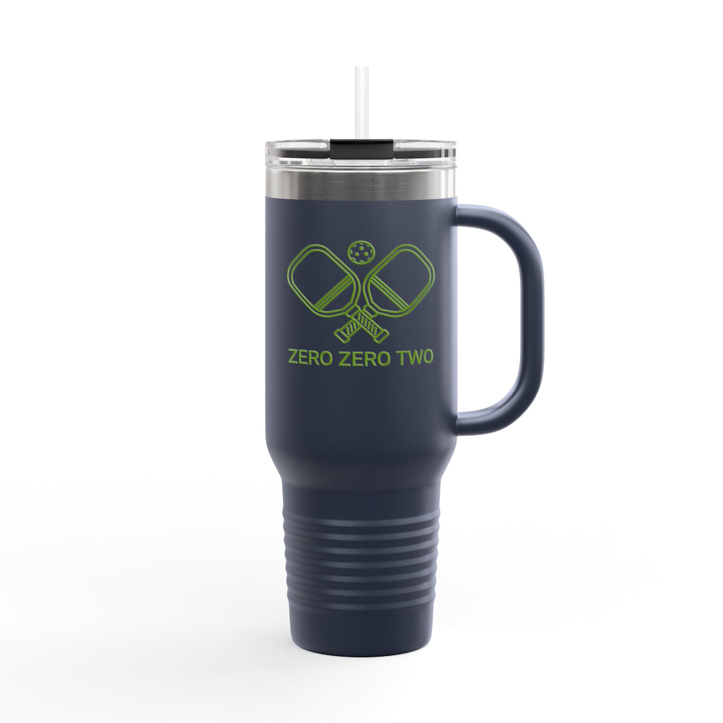 Zero Zero Two // Insulated Travel Mug, 40oz - Blue Text