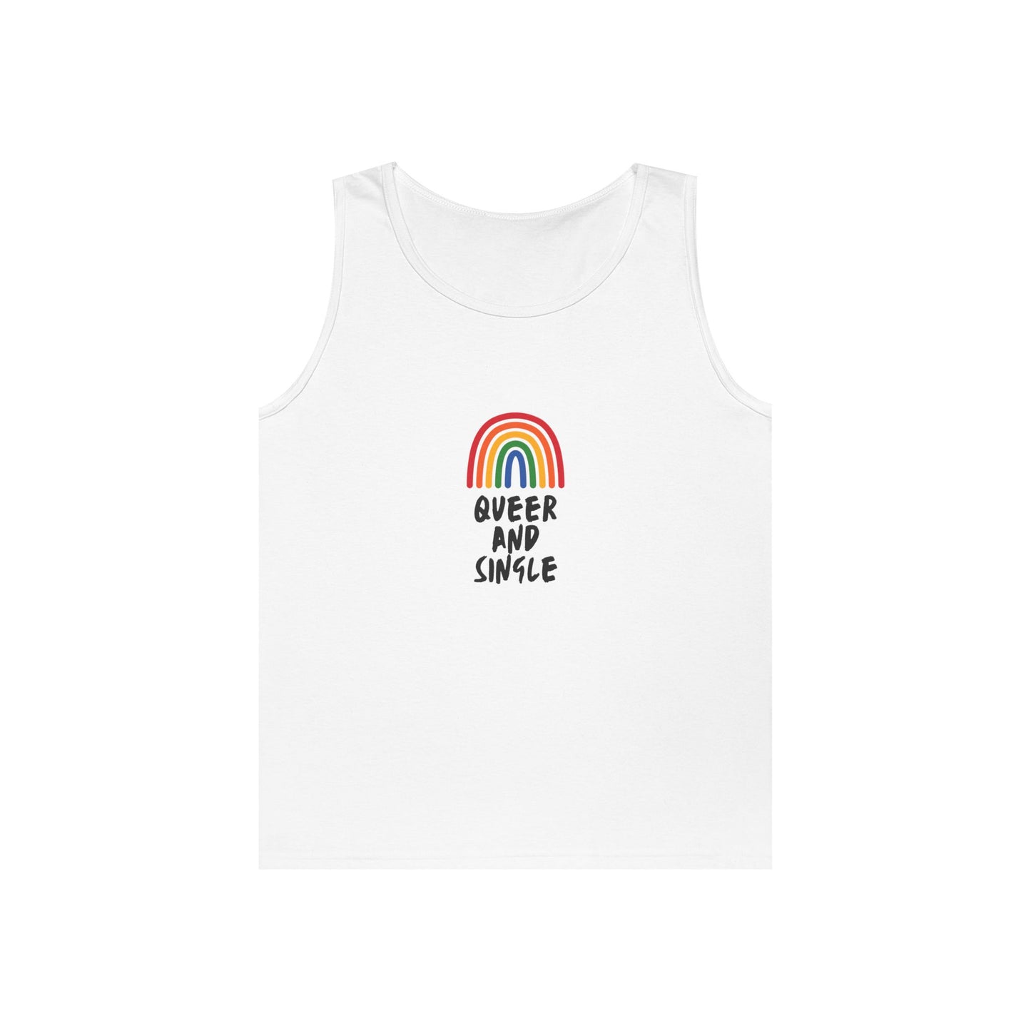 Queer and Single Rainbow // Unisex Heavy Cotton Tank Top