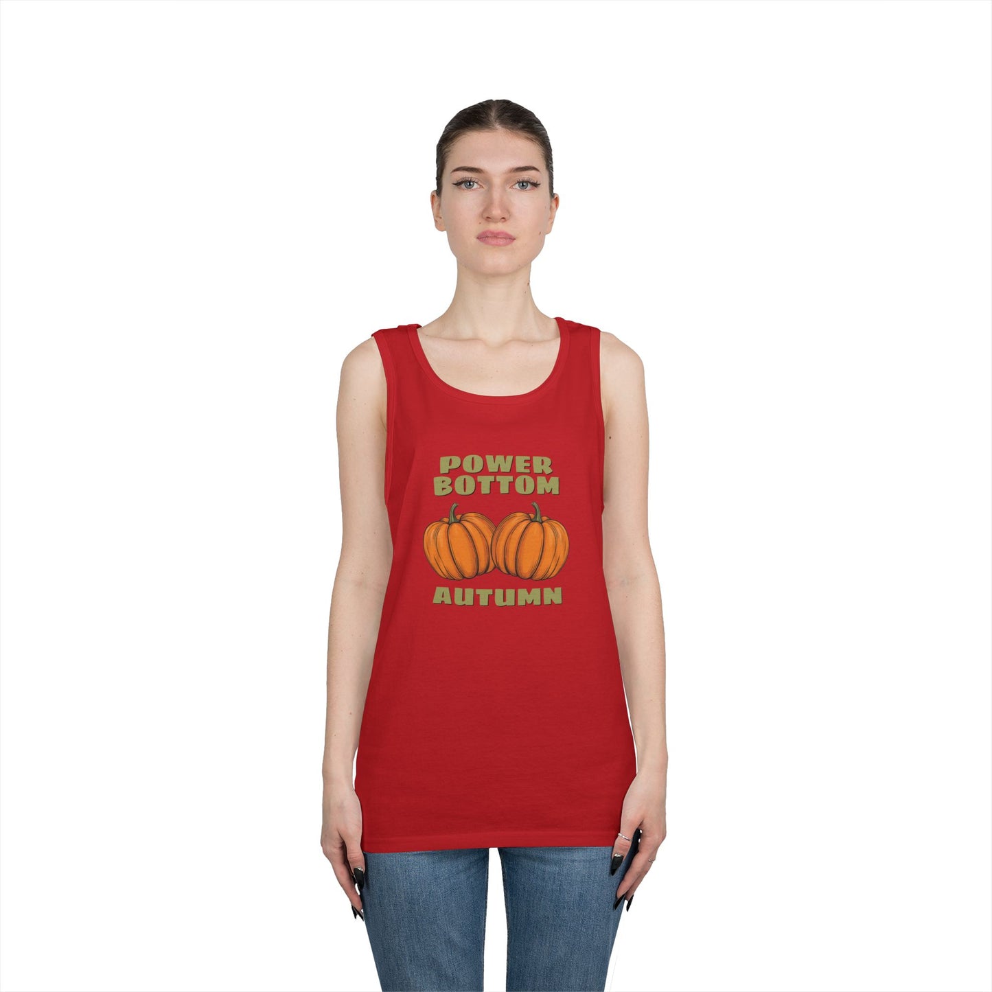 Power Bottom Autumn - Pumpkins // Unisex Heavy Cotton Tank Top - Fall Vibes