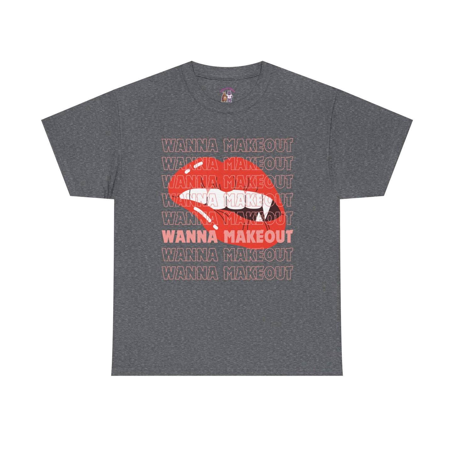 Unisex Heavy Cotton Tee - 'Wanna Makeout' Graphic Tee, Trendy Casual Wear, Perfect for Parties, Fun Couple's Tee