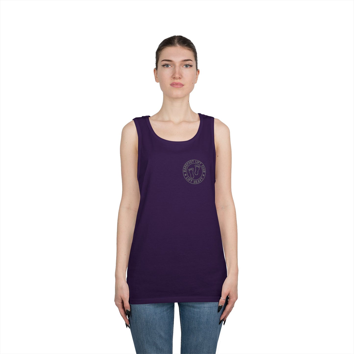 Barefoot Lift Club // Bigfoot Founding Member // Double Sided Unisex Heavy Cotton Tank Top