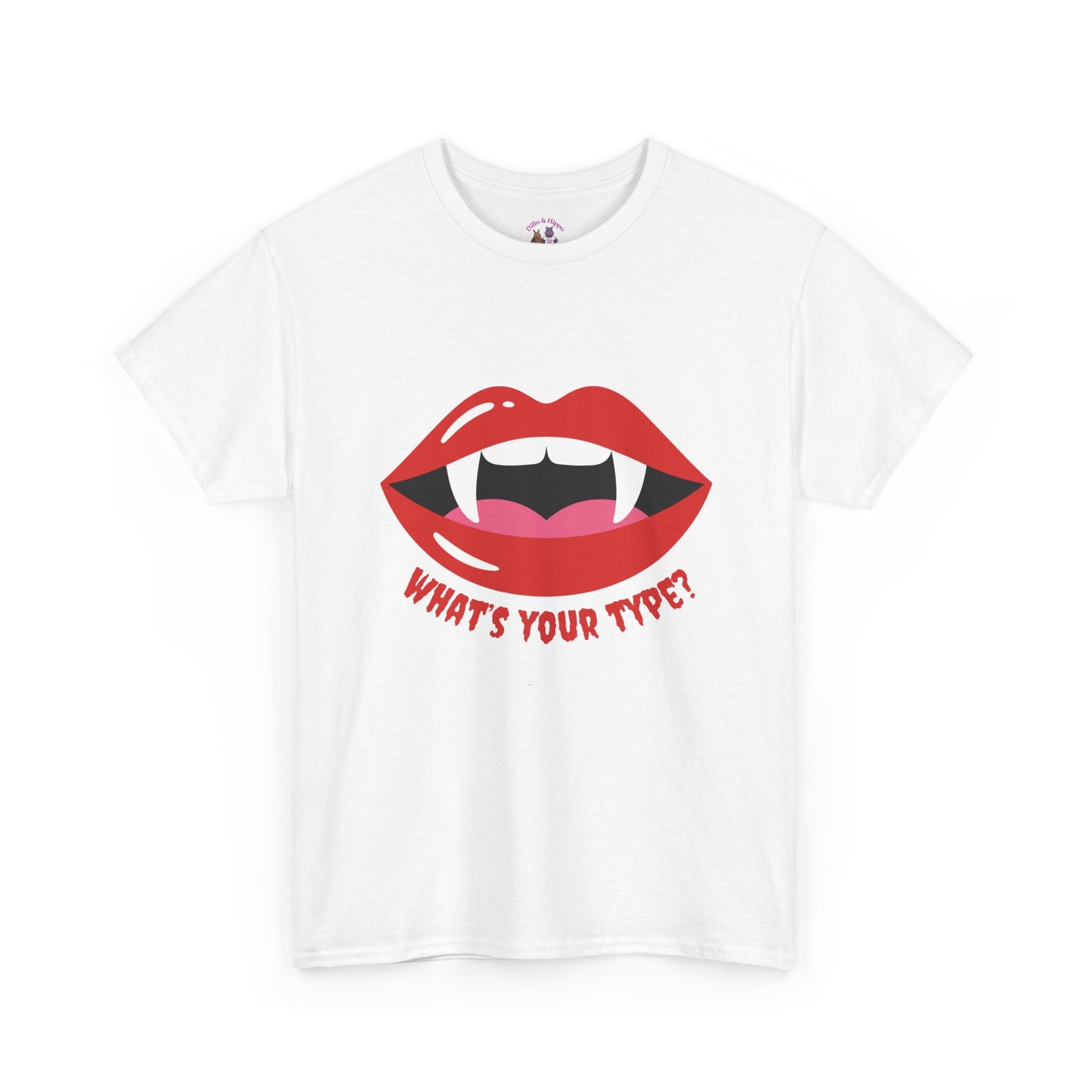 Vampire Lips Tee: Unisex Heavy Cotton Tee for Halloween, Party, Gift, Funny T-Shirt, Casual Wear, Trendy Fashion