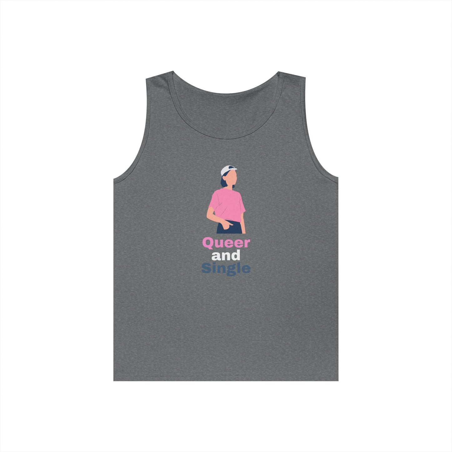 Queer and Single // Unisex Heavy Cotton Tank Top
