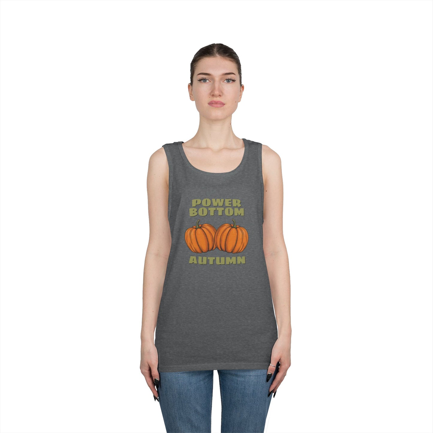 Power Bottom Autumn - Pumpkins // Unisex Heavy Cotton Tank Top - Fall Vibes