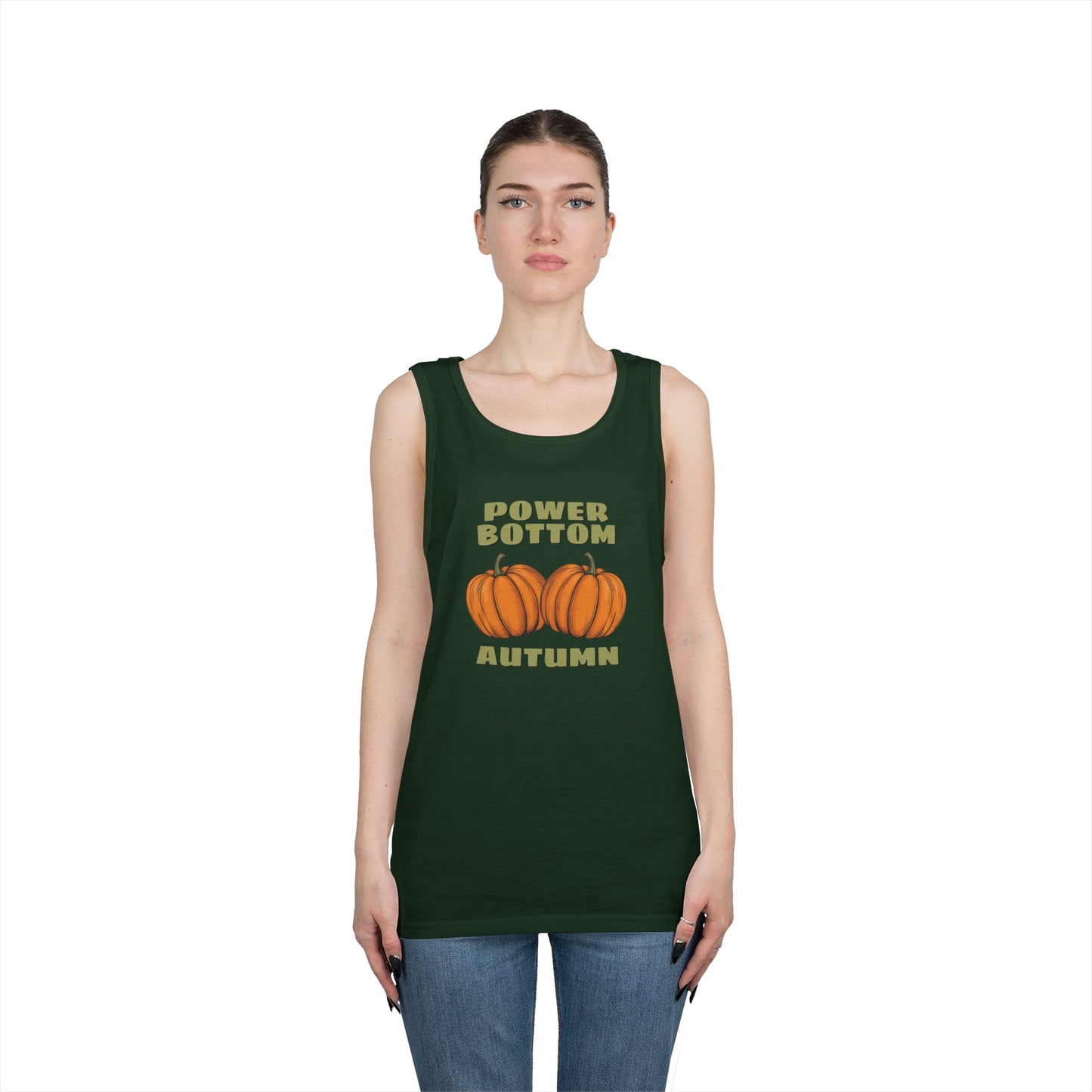 Power Bottom Autumn - Pumpkins // Unisex Heavy Cotton Tank Top - Fall Vibes