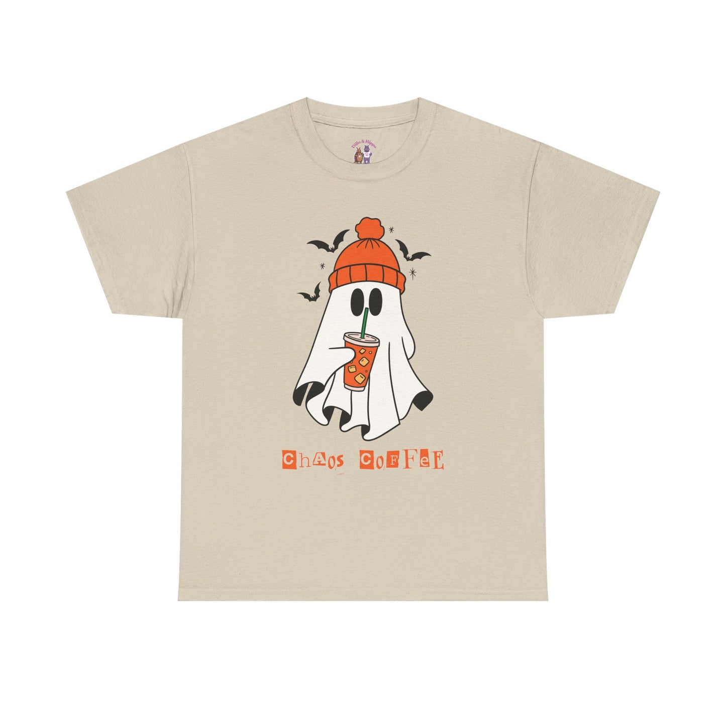 Ghostly Chill Unisex Heavy Cotton Tee, Halloween Shirt, Casual Wear, Fall Fashion, Cute Ghost Tee, Spooky Vibes