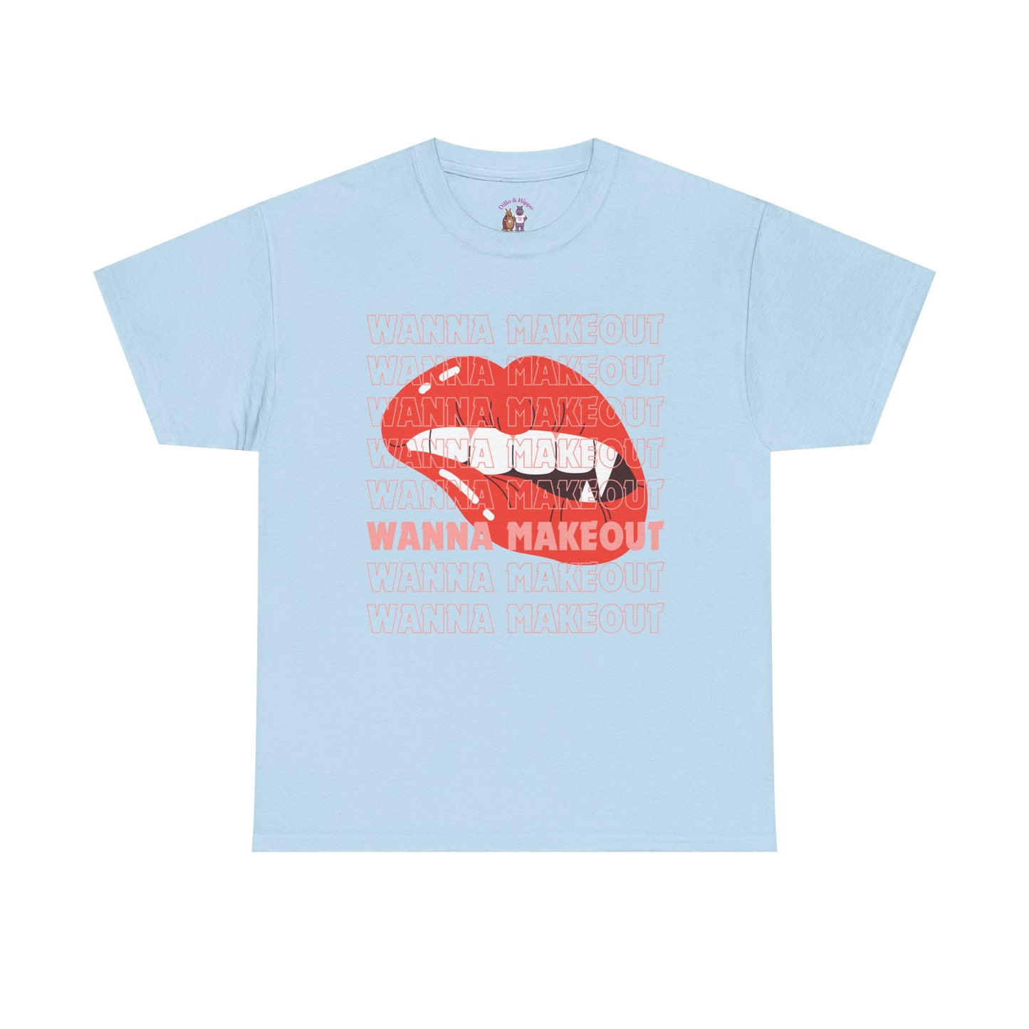 Unisex Heavy Cotton Tee - 'Wanna Makeout' Graphic Tee, Trendy Casual Wear, Perfect for Parties, Fun Couple's Tee
