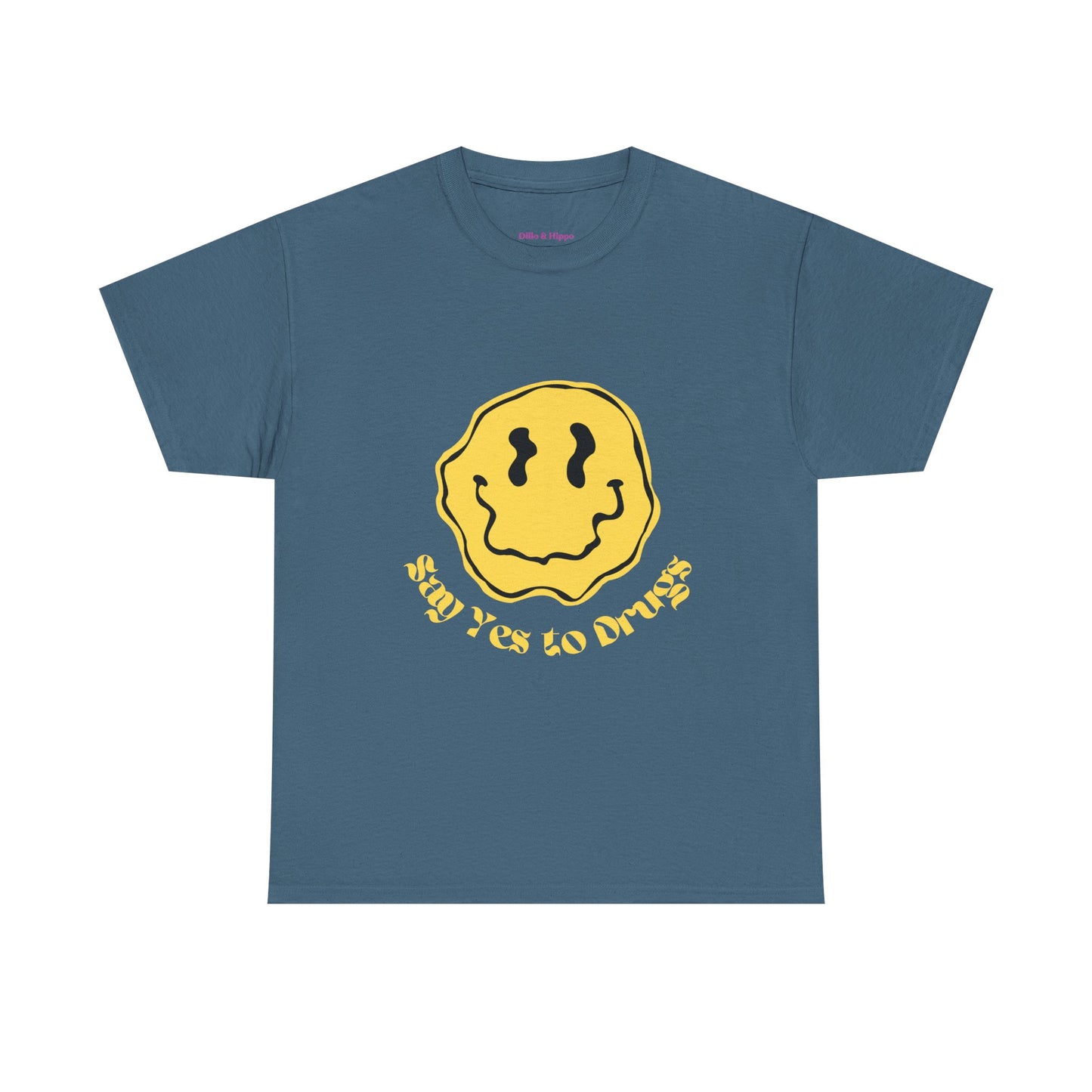 Say Yes to Drugs // Unisex Heavy Cotton Tee - Happy Smiley Face Graphic T-Shirt