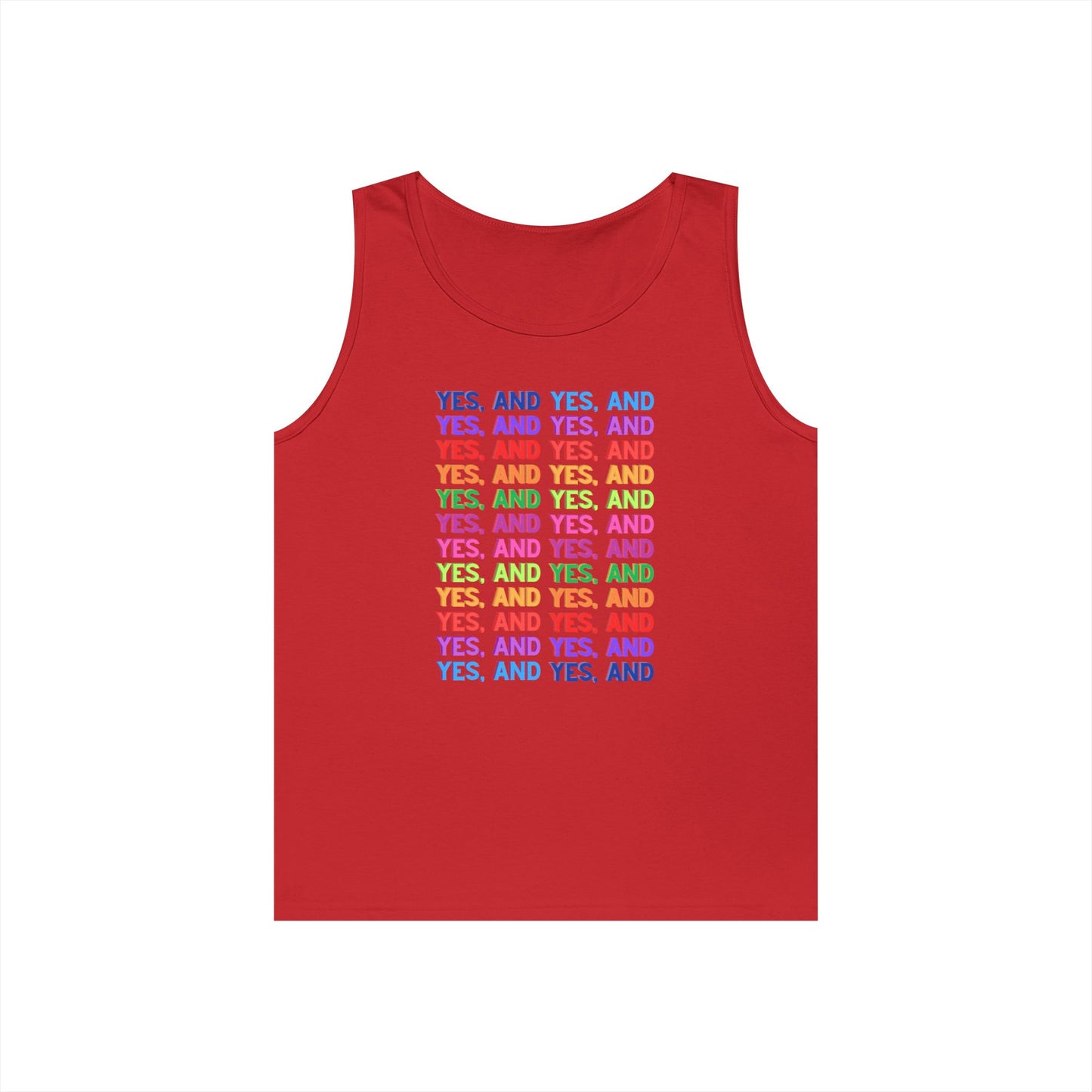 Improv, "Yes, And" // Positive Vibes Unisex Cotton Tank Top - Colorful 'YES' Design