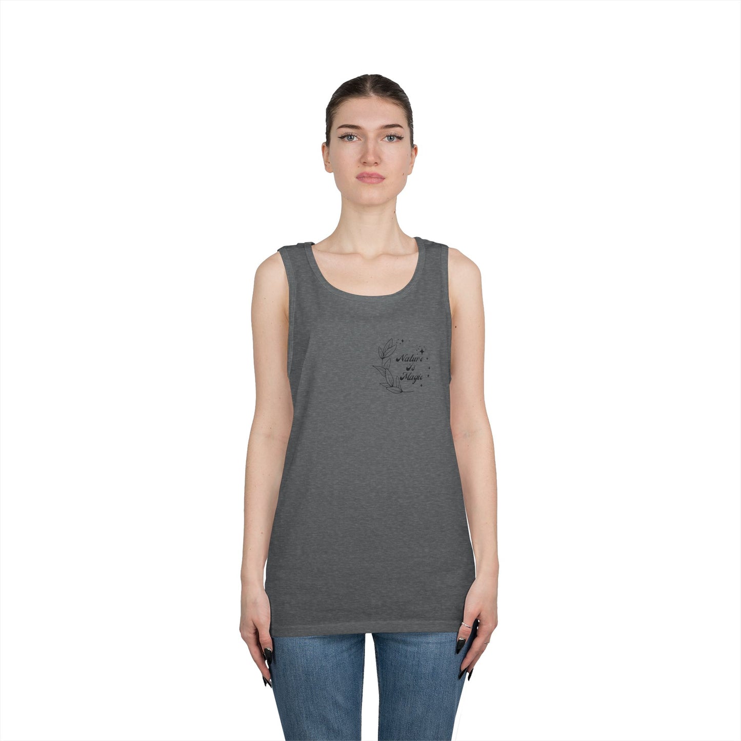 Nature is Magic - Pocket Placement // Unisex Heavy Cotton Tank Top - Design for Outdoor Lovers