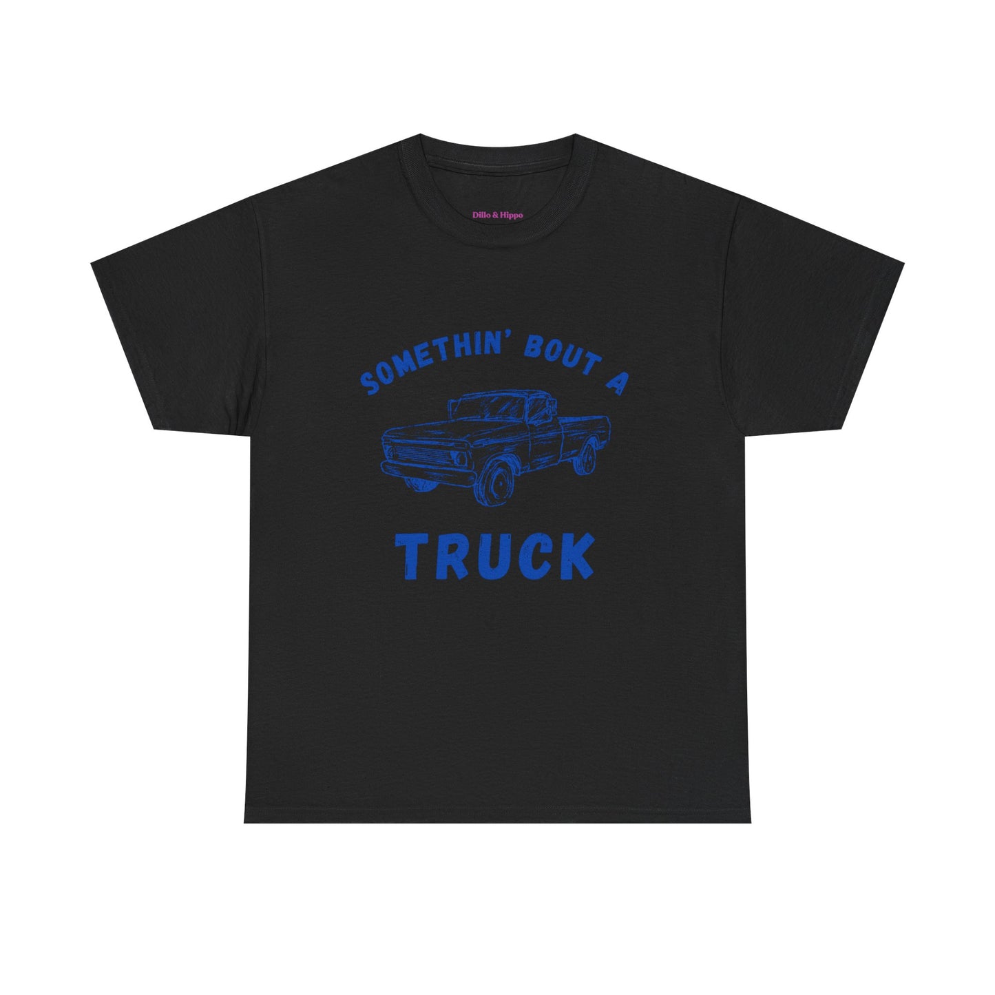 Somethin' Bout A Truck - Cobalt Distressed // Vintage Truck Graphic Unisex Heavy Cotton Tee - Perfect for Truck Lovers