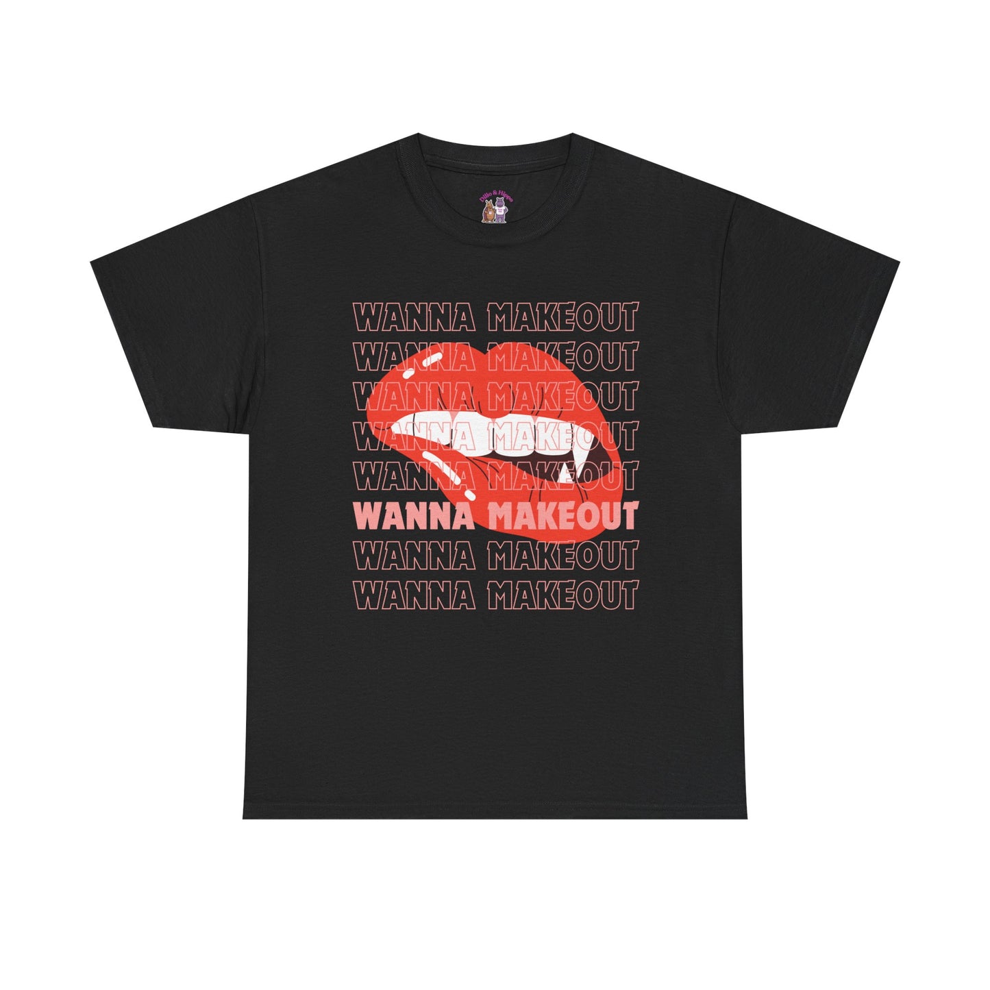 Unisex Heavy Cotton Tee - 'Wanna Makeout' Graphic Tee, Trendy Casual Wear, Perfect for Parties, Fun Couple's Tee