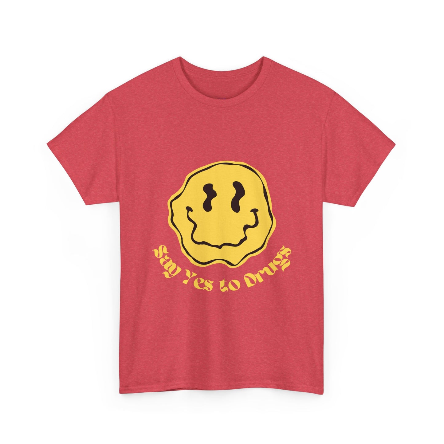 Say Yes to Drugs // Unisex Heavy Cotton Tee - Happy Smiley Face Graphic T-Shirt