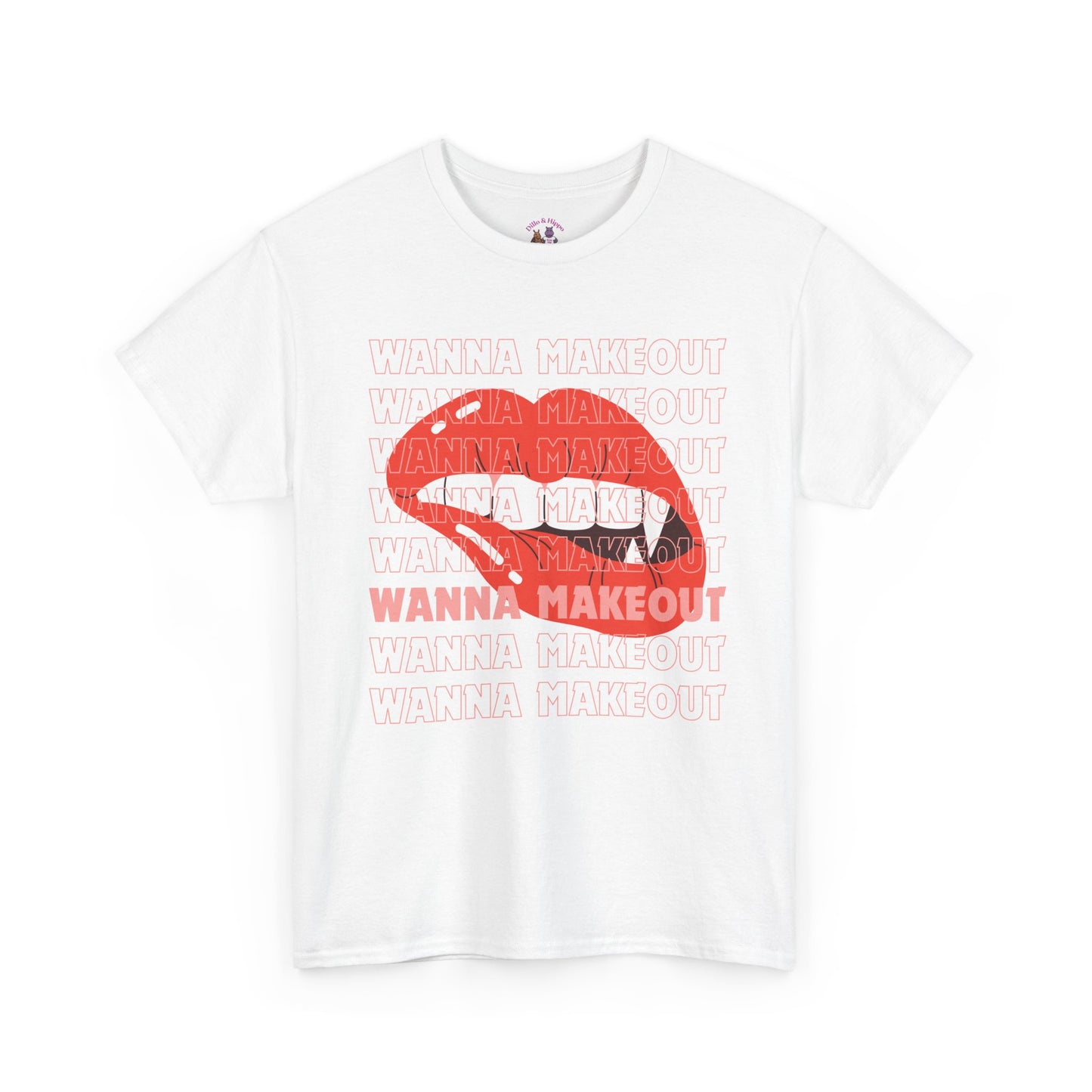 Unisex Heavy Cotton Tee - 'Wanna Makeout' Graphic Tee, Trendy Casual Wear, Perfect for Parties, Fun Couple's Tee