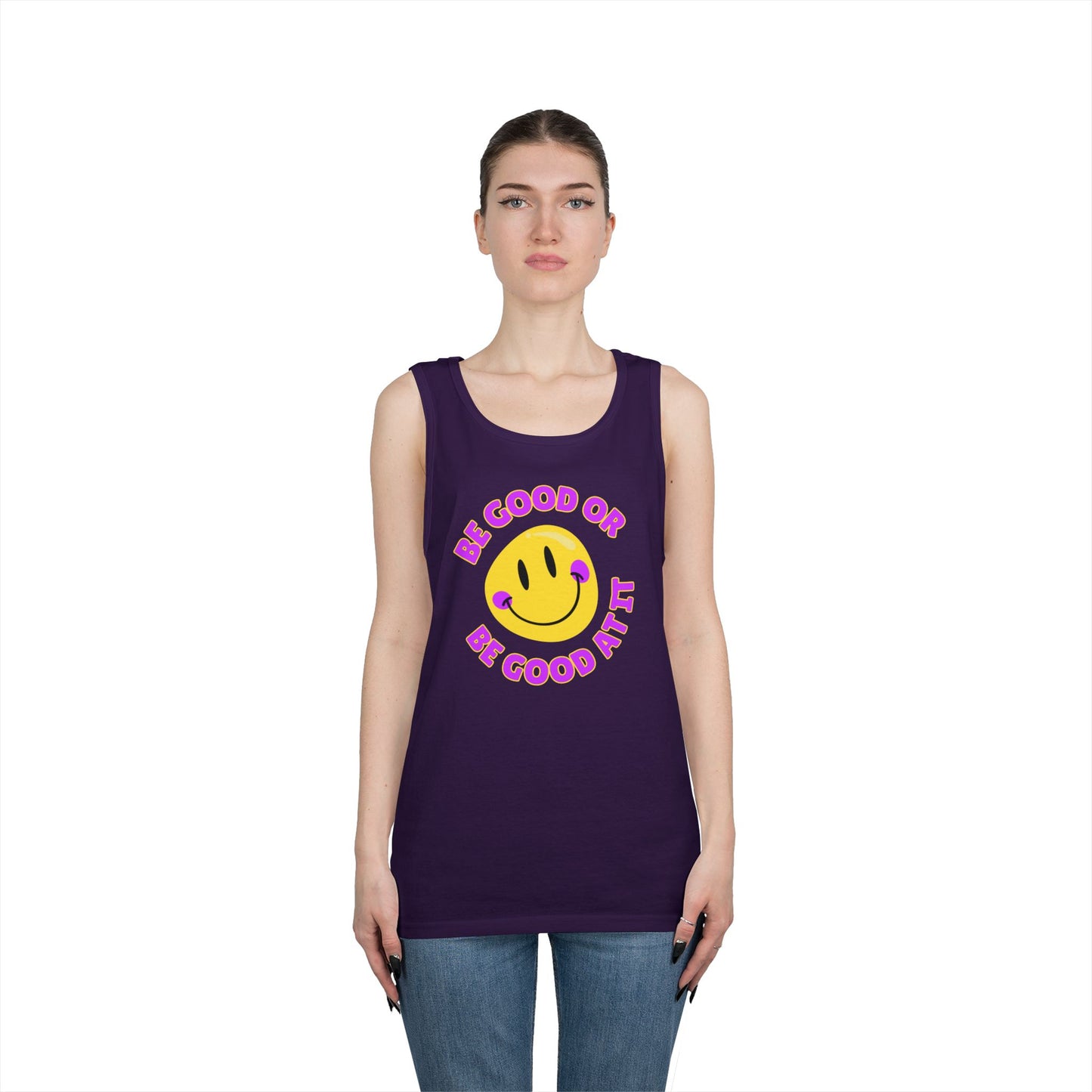 Be Good Or Be Good At It Smiley // Unisex Heavy Cotton Tank Top