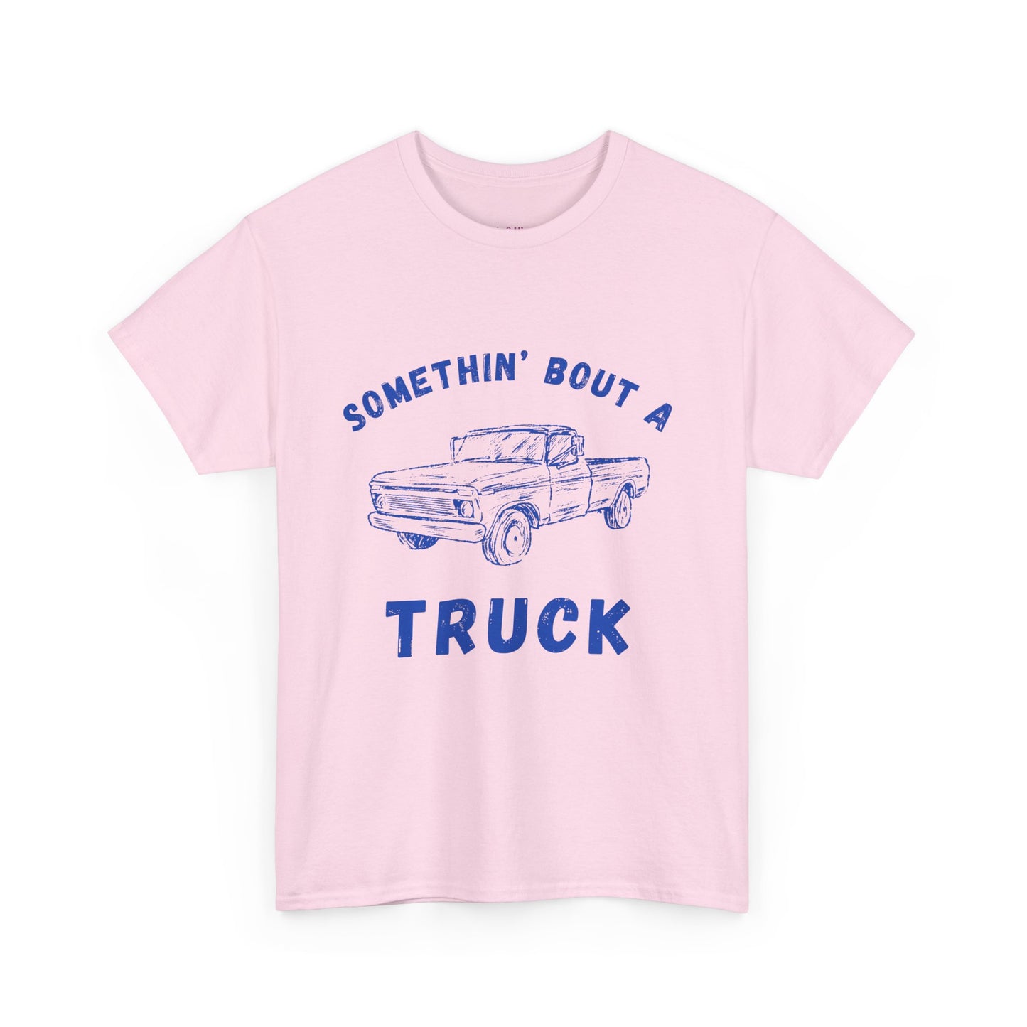 Somethin' Bout A Truck - Cobalt Distressed // Vintage Truck Graphic Unisex Heavy Cotton Tee - Perfect for Truck Lovers