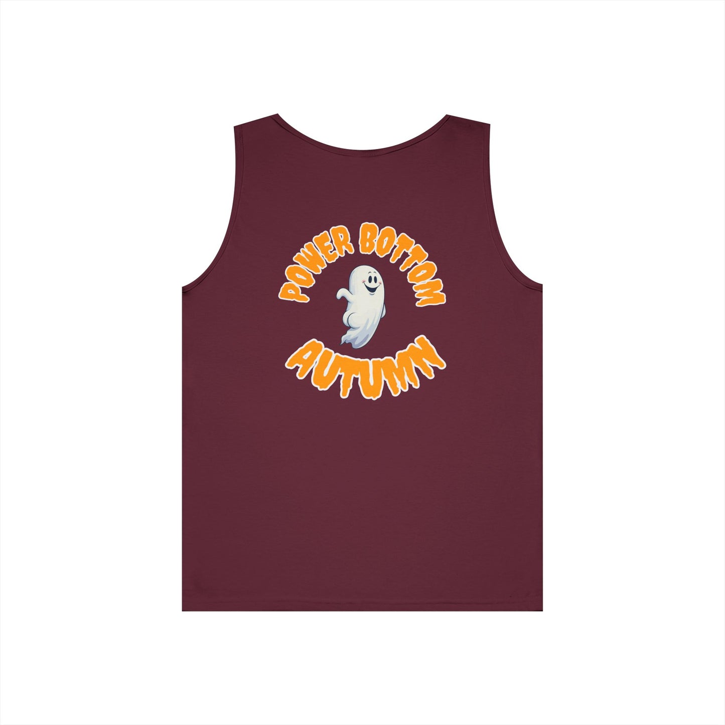 Power Bottom Autumn - White Ghost // Unisex Heavy Cotton Ghost Theme Tank Top - Fall Vibes