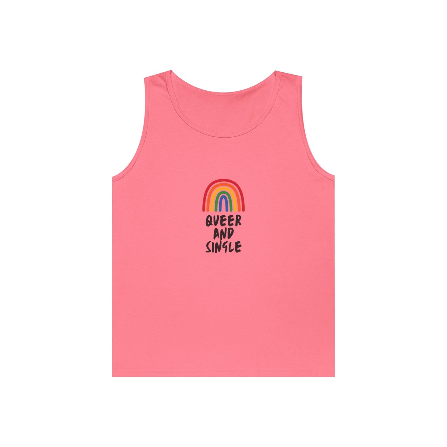 Queer and Single Rainbow // Unisex Heavy Cotton Tank Top